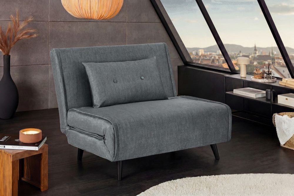 riess-ambiente Relaxsessel SMART MULTIFUNCTION 100cm grau- Samt, Bettfunktion, mit Kissen (Einzelartikel, 1-St), ausziehbare Schlafgelegenheit - ideal für Wohn- oder Gästezimmer