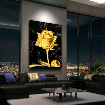 ArtMind XXL-Wandbild GOLDENE ROSE, Premium Wandbilder als Poster & gerahmte Leinwand in verschiedenen Größen, Wall Art, Bild, Canva
