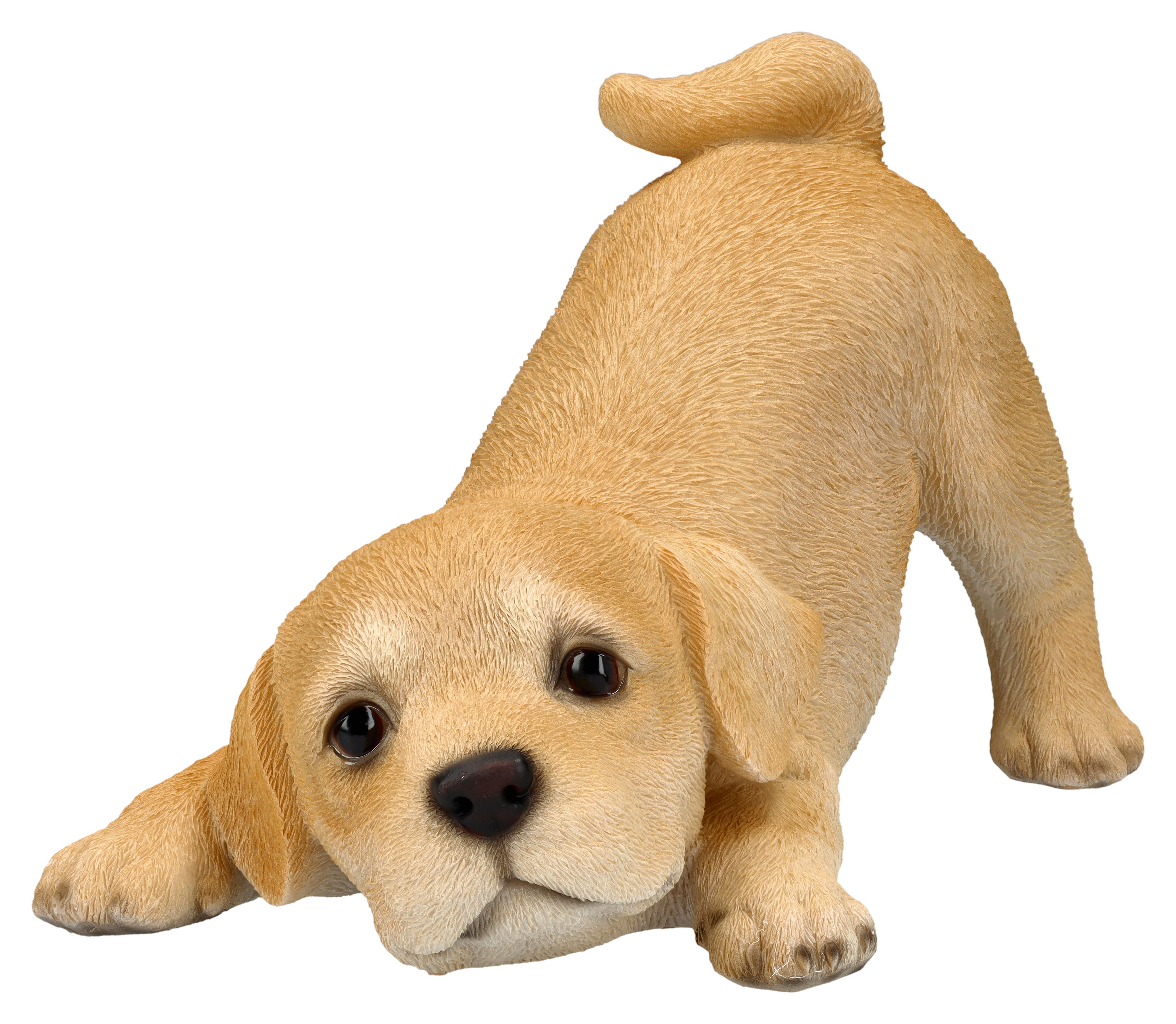 Figuren Shop GmbH Tierfigur Hundefigur - Labrador Welpe will spielen - Hund Dekofigur Hundebaby