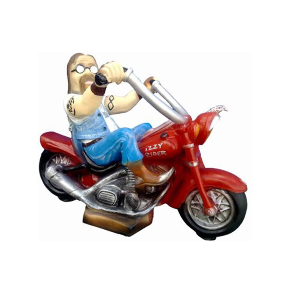 JVmoebel Skulptur Biker Figur auf Motorrad aus Kunststoff in Mehrfarbig (1 St), Made in Europe