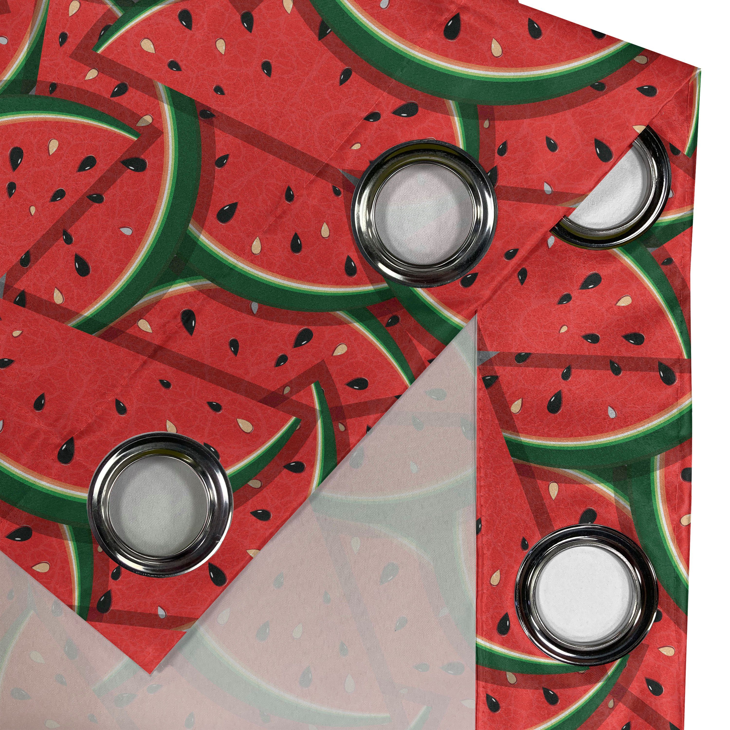 Yummy Wassermelone-Scheiben Dekorative Abakuhaus, Früchte Schlafzimmer Wohnzimmer, Gardine für 2-Panel-Fenstervorhänge