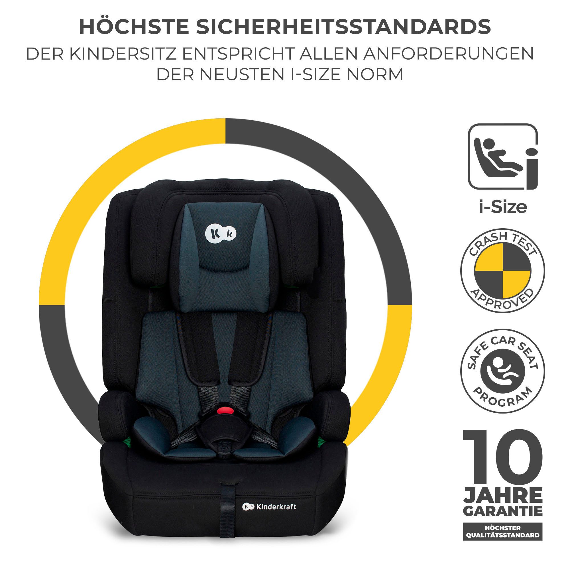 Kinderkraft Autokindersitz SAFETY FIX 2 i-Size, ab: 15 Monaten, bis: 12 Jahren, ab: 76 cm, bis: 150 cm, mit herausnehmbarem modularen Einsatz
