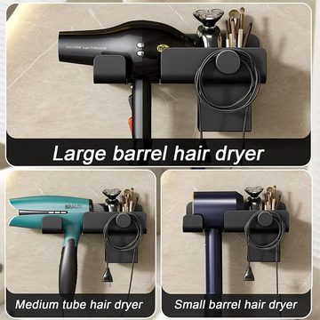 HYTIREBY Wandhalterung - Organizer für Haartrockner, Halterung Haartrocknerhalter, (Fönhalter und Wandhalterung Haartrockner Halterung (schwarz)