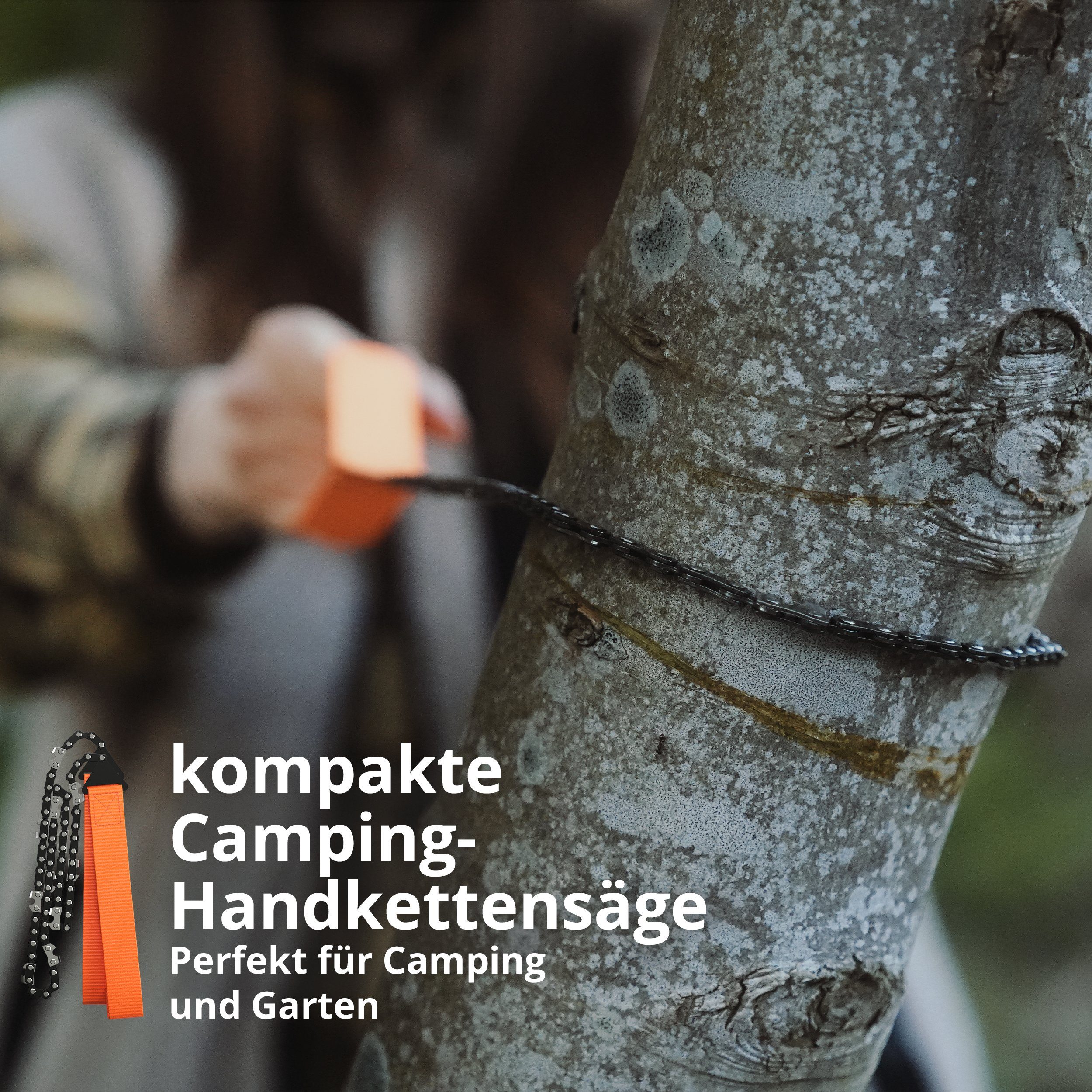 mit Ausrüstung Bushcraft - EVOCAMP Handkettensäge scharfen 33 mit faltbare einer Camping (kompakte und cm Tasche) Zähnen Handsäge 65 Säge