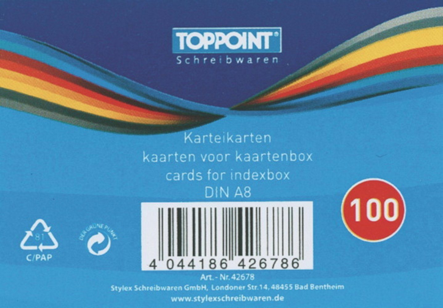 Stylex Schreibwaren Karteikarten 1000 Stylex Karteikarten DIN A8 weiss liniert 52x74mm