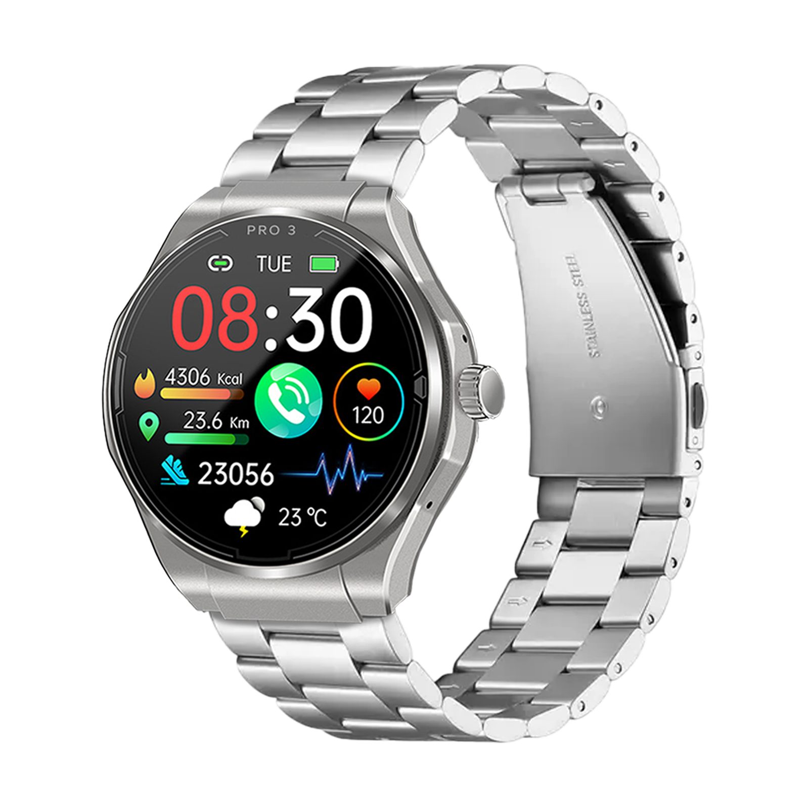Knauermann PRO 3 (2024) Gesundheitsuhr mit Telefon & Notruffunktion Smartwatch, Bluetooth