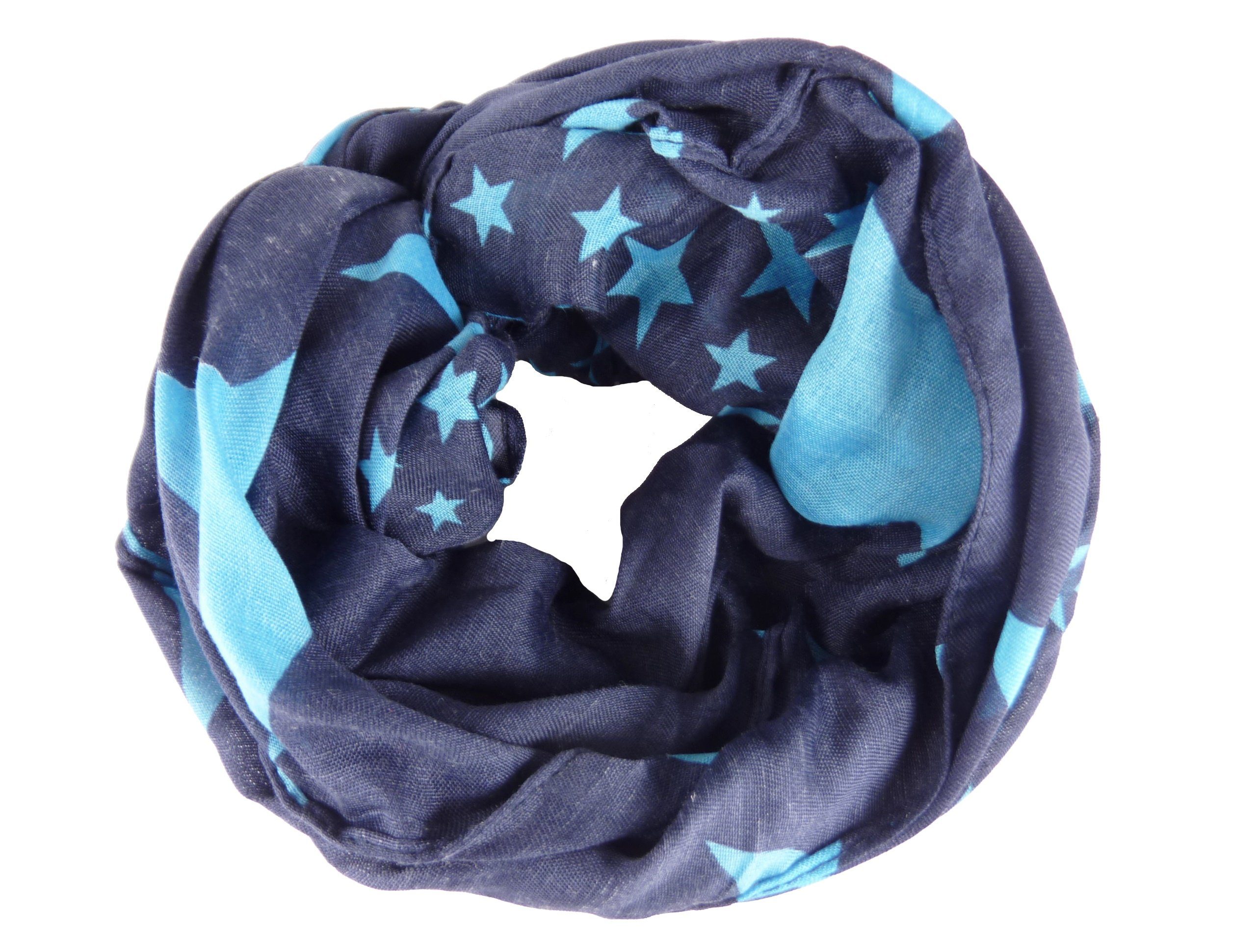 Taschen4life Loop leichter Damen Loop Schal 0111, mit Sternen, sportlich & modern blau/türkis
