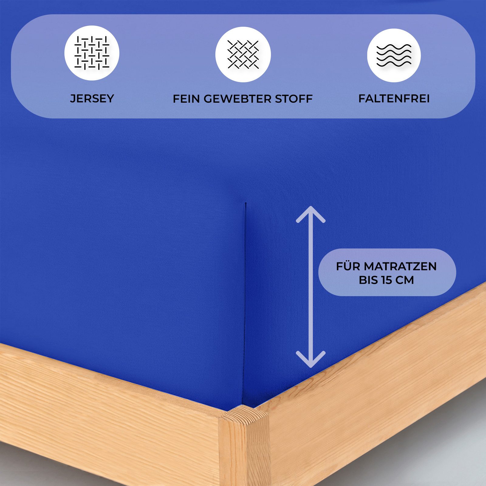Buymax Spannbettlaken Buymax Jersey aus 100% Baumwolle, Jersey, Gummizug: Rundumgummi, (1 Stück), Pflegeleicht und Atmungsaktiv in Verschiedenen Farben und Größen