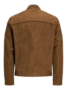 Jack & Jones Lederjacke Kunstleder Jacke Biker Blouson Bomber Übergangsjacke JJEROCKY (1-St) 3930 in Hellbraun