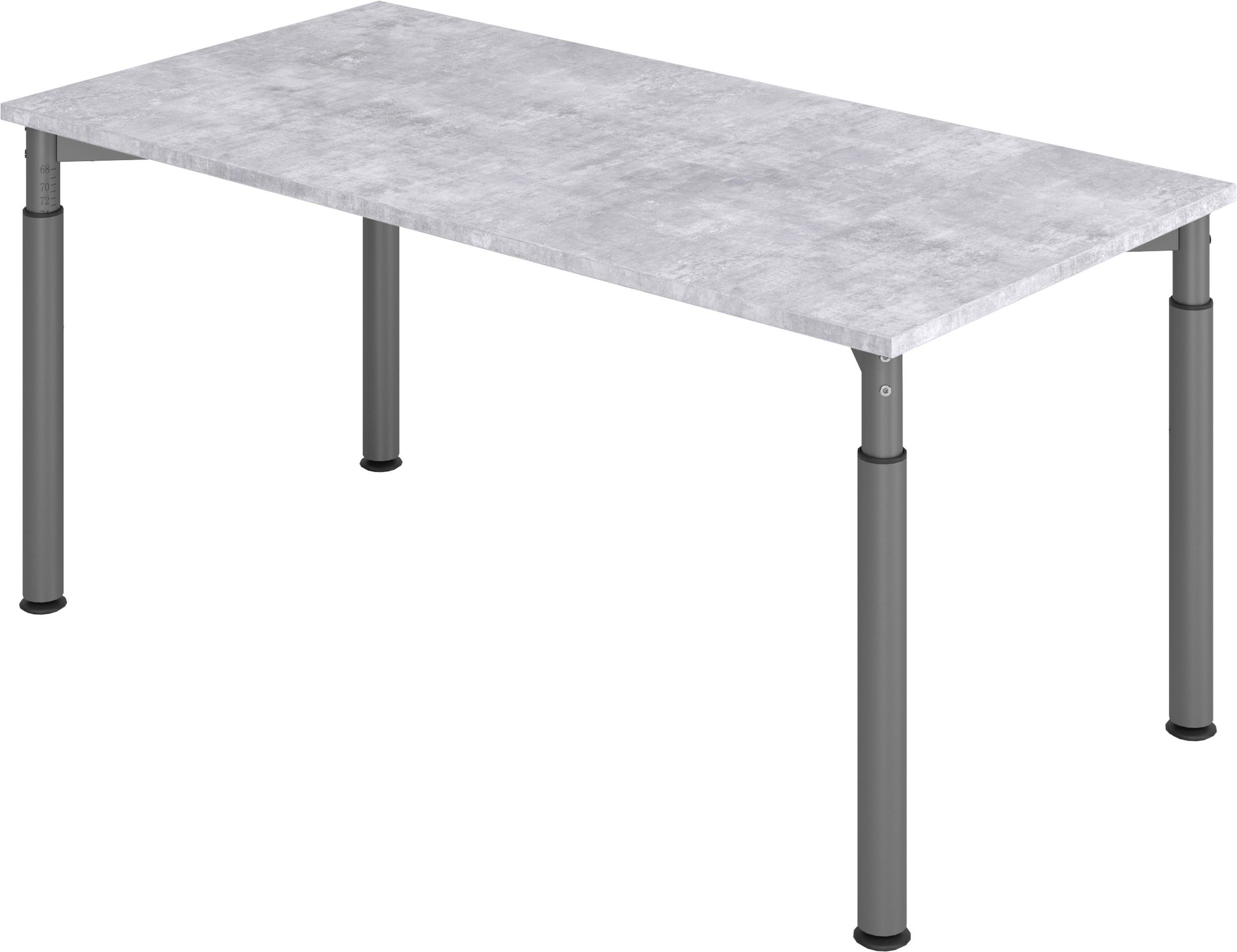 bümö Schreibtisch Schreibtisch Serie-Y, Rechteck: 160 x 80 cm - Dekor: Beton - Gestell: Graphit