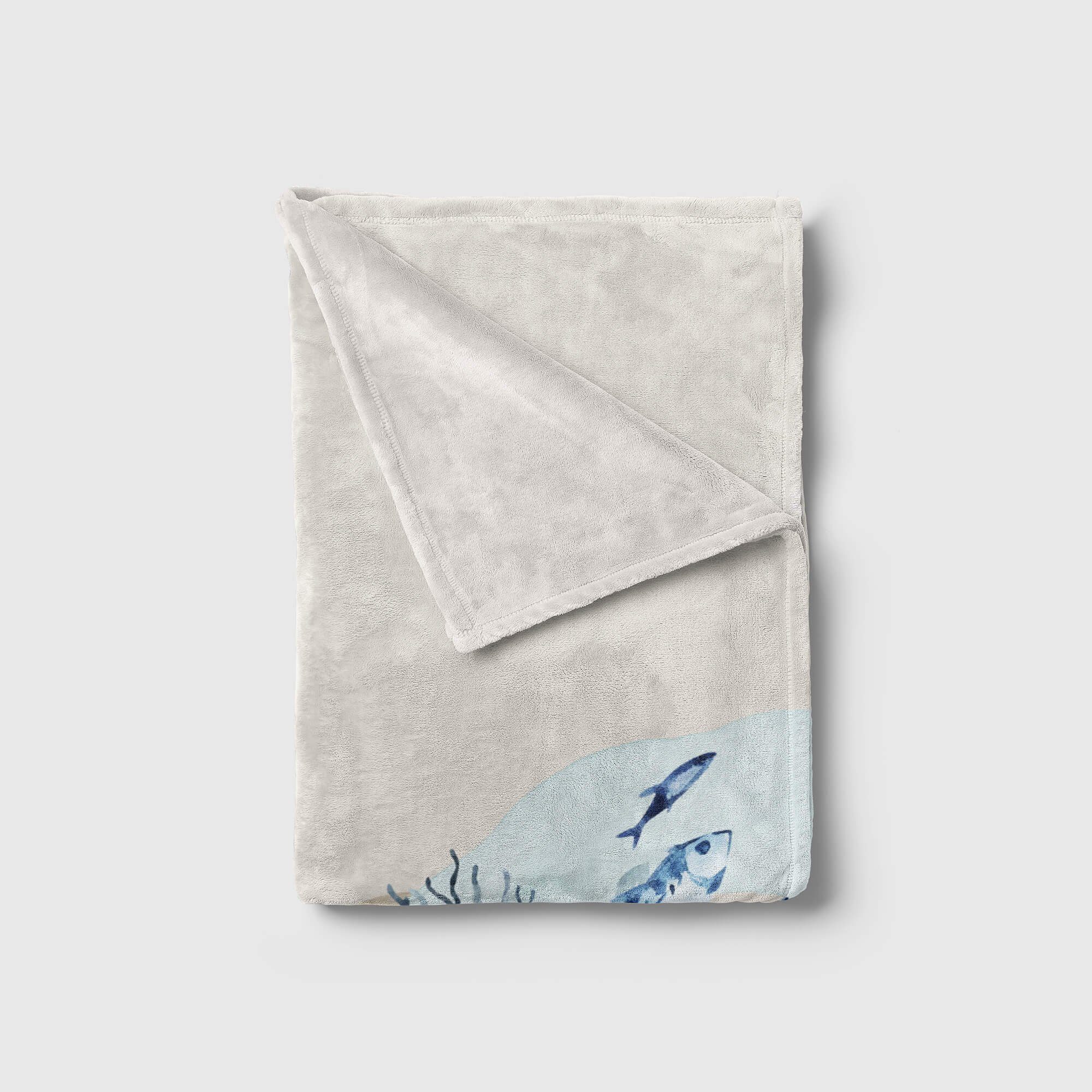 Sinus Art Handtücher Handtuch Saunatuch (1-St), Ozean Kuscheldecke Strandhandtuch Baumwolle-Polyester-Mix Fische Motiv, Korallen Handtuch Kunstvoll