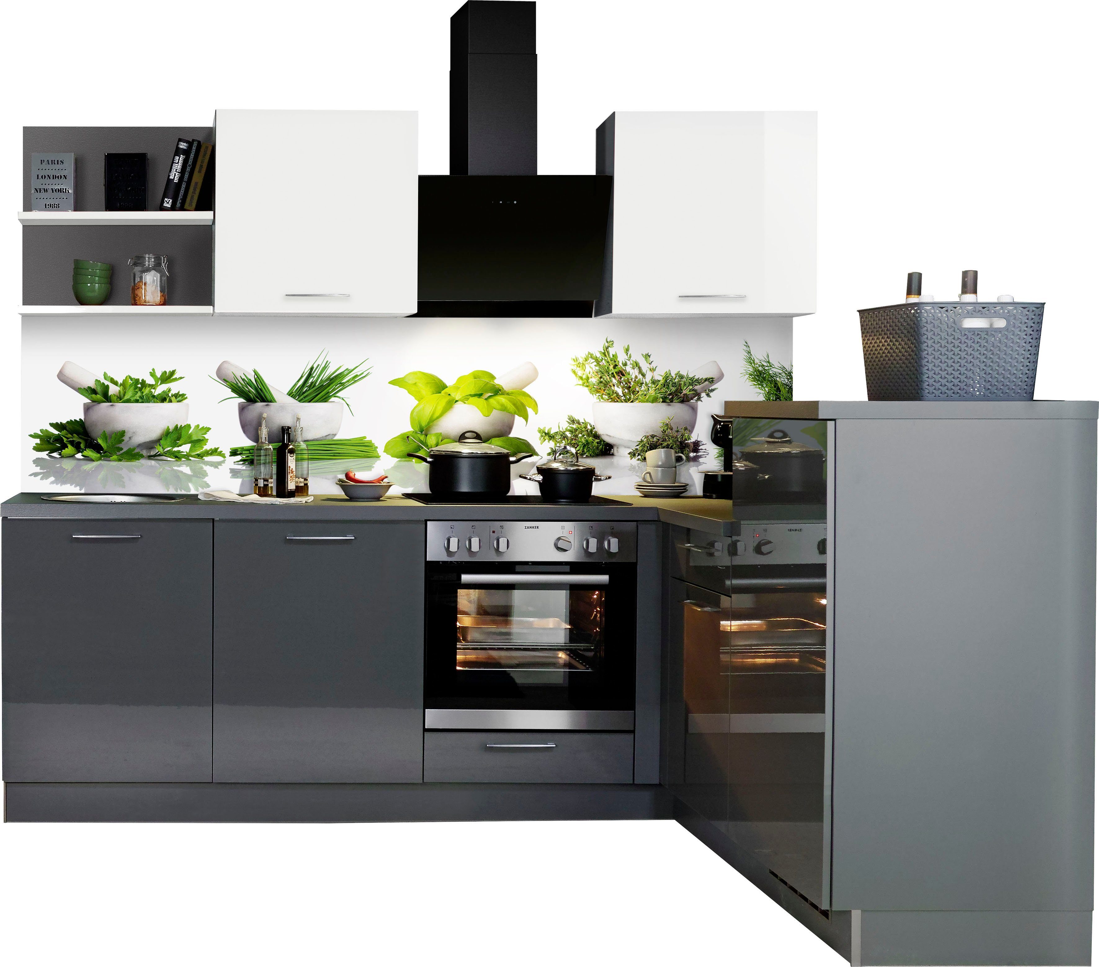 Winkelküche "KS-Jena", vormontiert, Stellbreite 245x175 cm