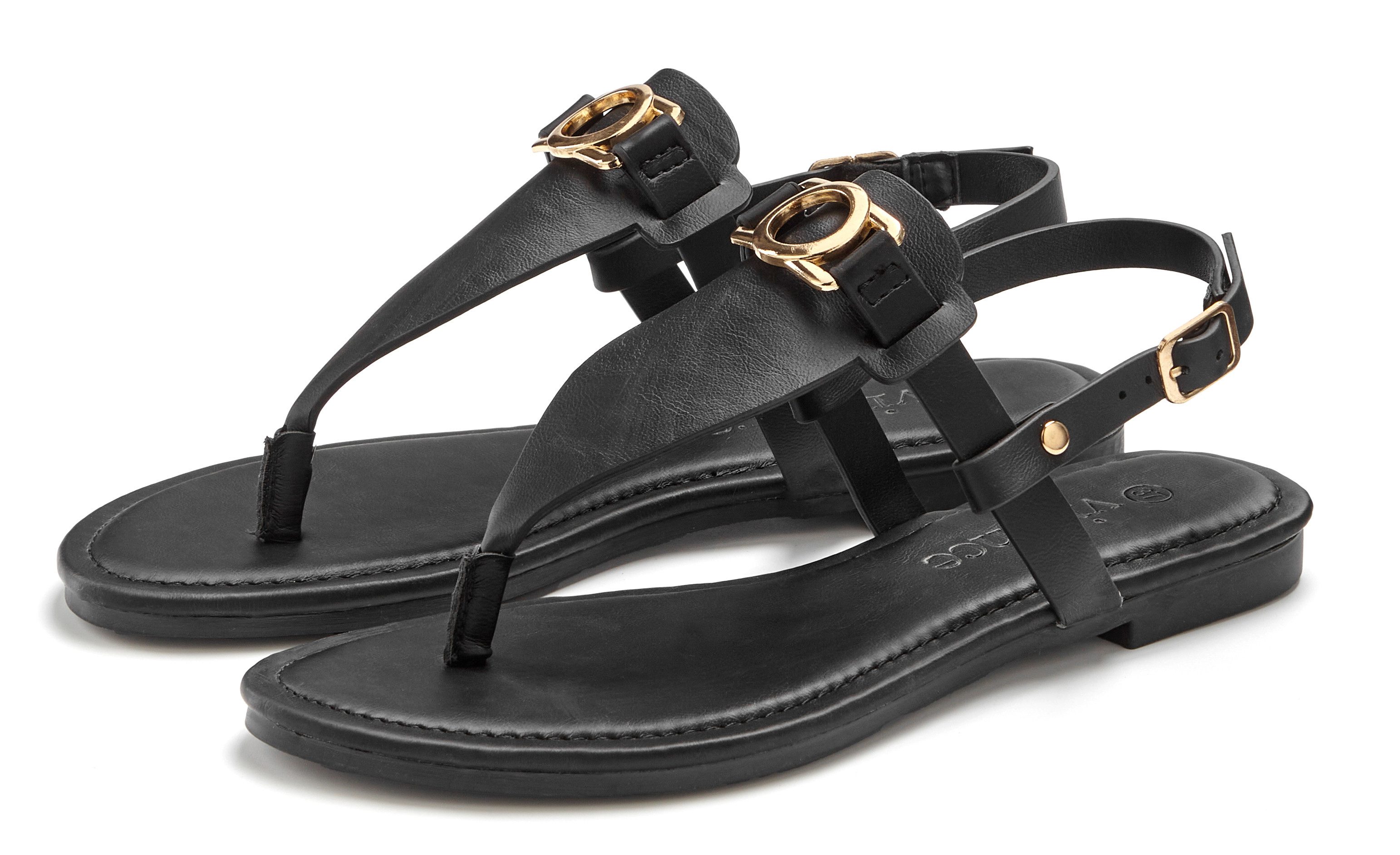 Vivance by Lascana Sandale, Sommerschuh, Pantolette, Zehentrenner NEU mit Schmuckelement & weicher Innensohle VEGAN