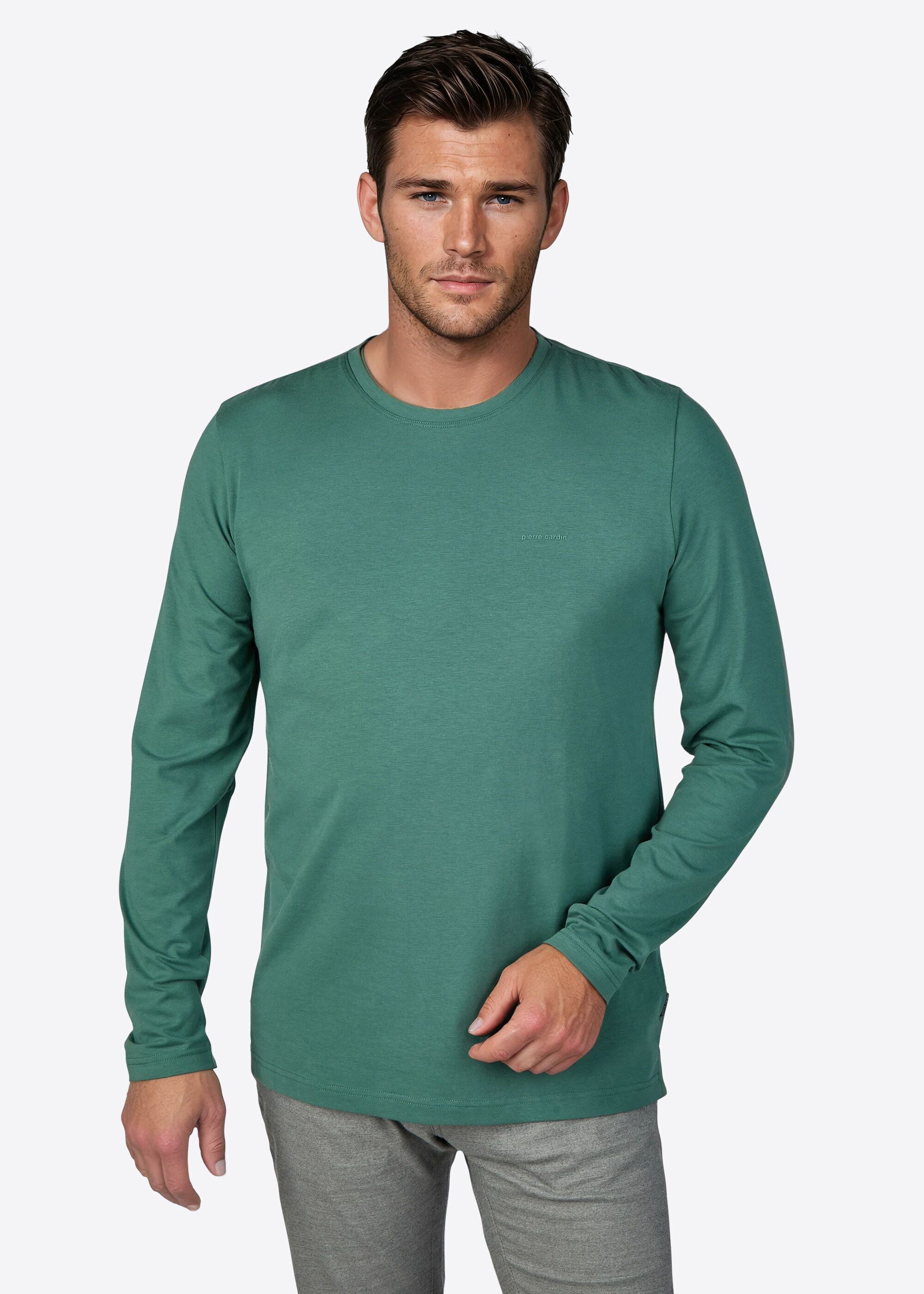 Pierre Cardin Langarmshirt (1-tlg) mit Rundhalsausschnitt