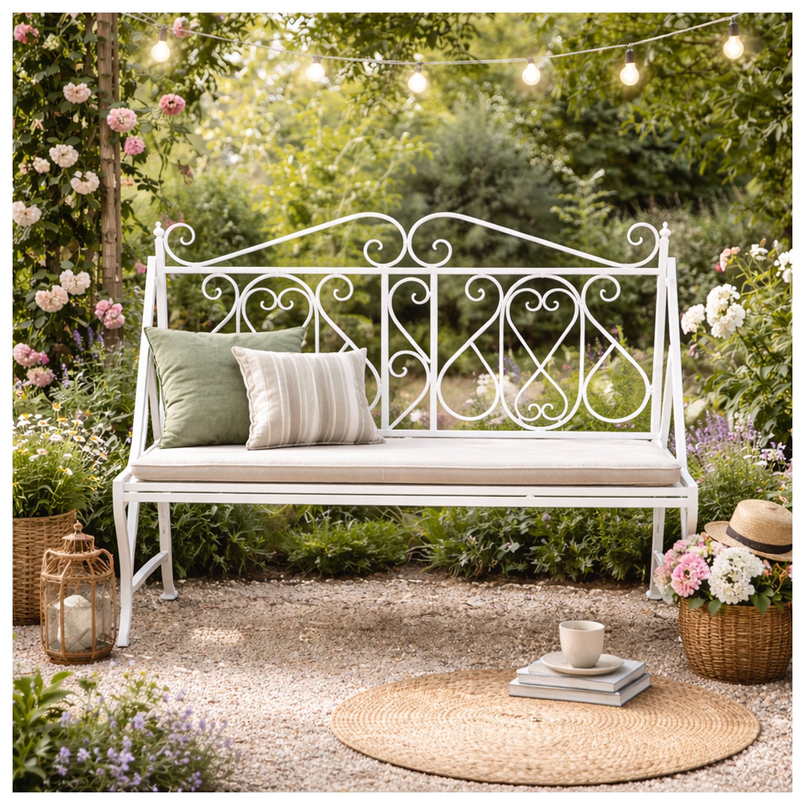 HTI-Living Gartenbank Gartenbank Solea Eisen Weiß (Stück, 1-St., 1 Gartenbank)