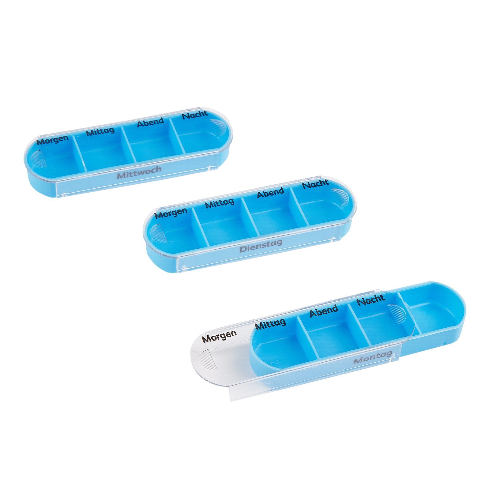 Wellgro Pillendose Tablettenbox für 7 Tage je 4 Fächer