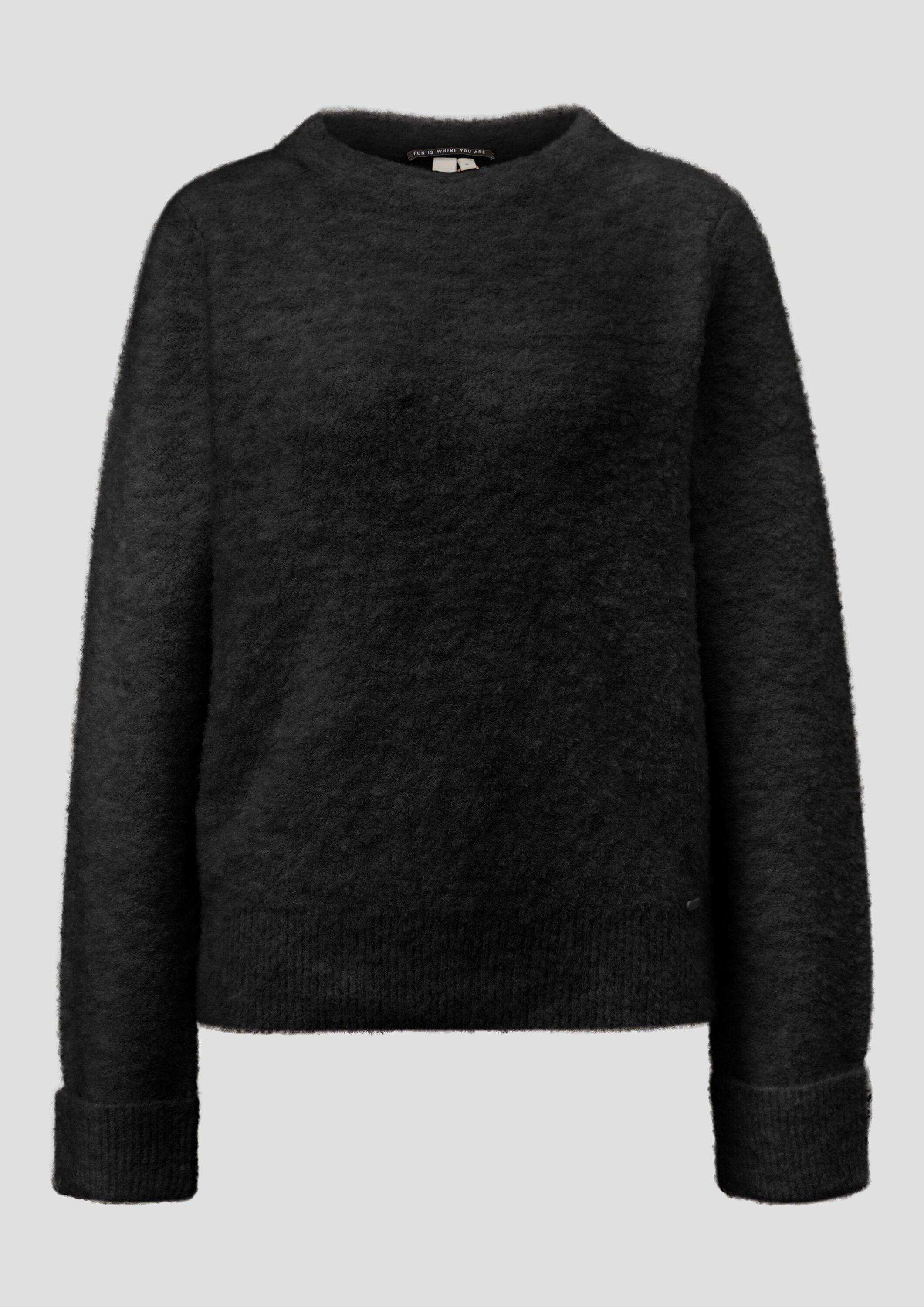 QS Longpullover Strickpullover Bouclé-Pullover