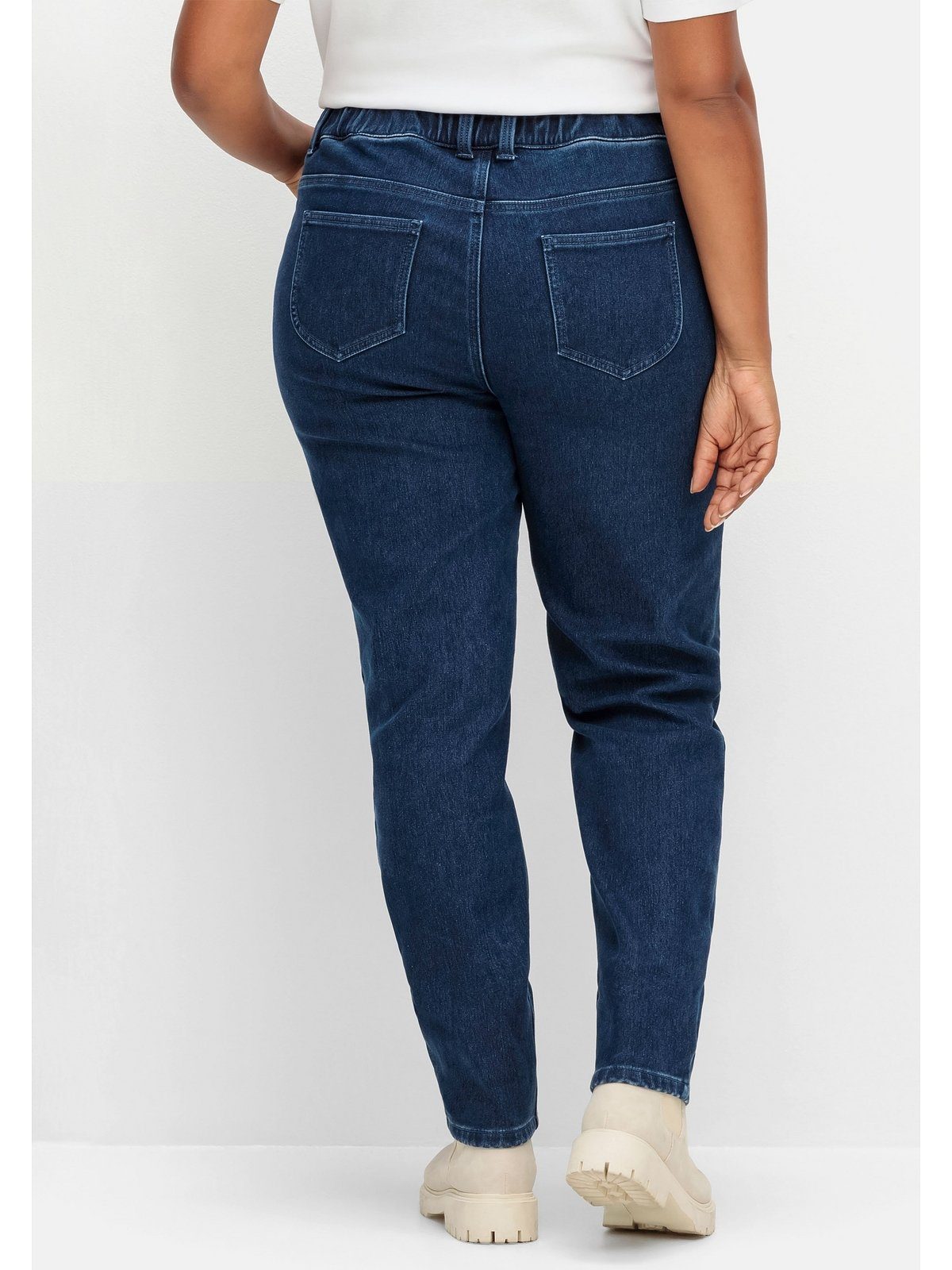 Stretch-Jeans mit Schlupfbund und Fleece-Innenseite Sheego Größen Große