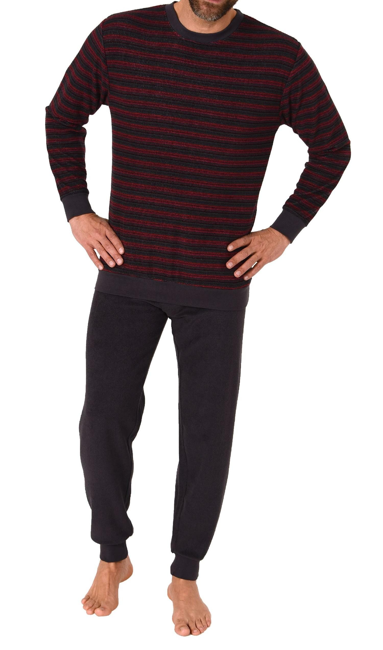 Trend by Normann Pyjama Herren langarm Frottee Schlafanzug mit Bündchen - auch in Übergrößen