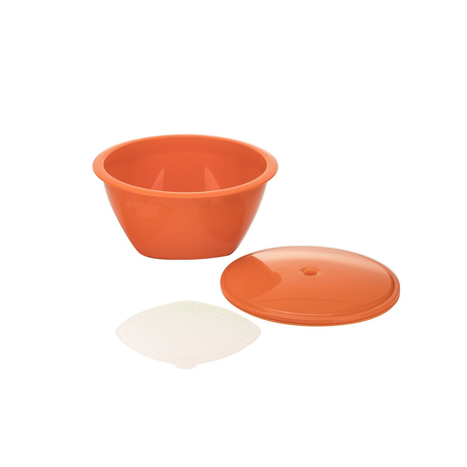Börner Küchenmaschinenschüssel Multimaker - vollfarbig: Schüssel mit Frischhaltedeckel und Sieb Orange