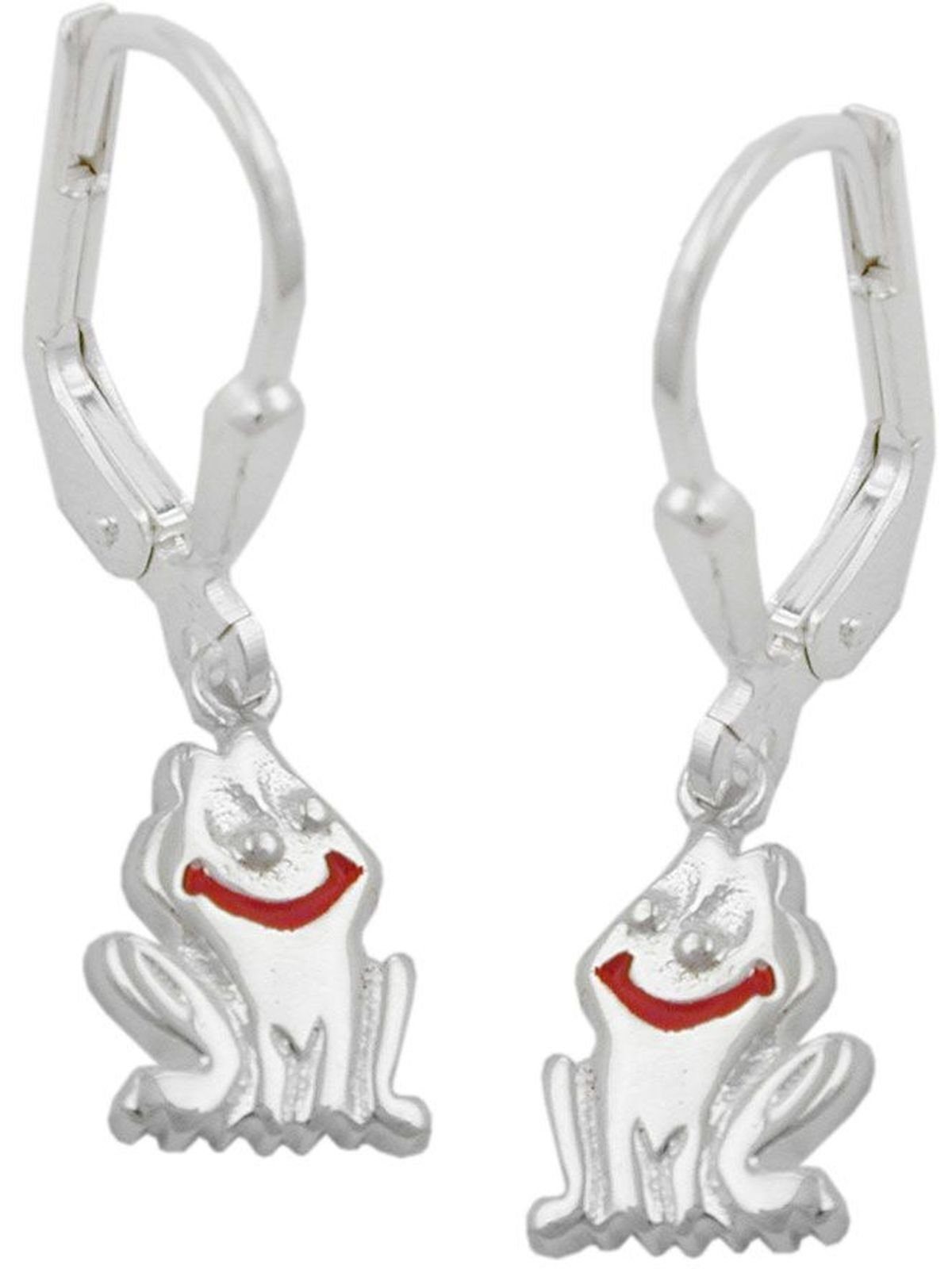 Ohrhänger rot 925 25x7mm Silber Ohrhänger Paar Frosch Ohrringe glänzend Gallay lächelnder lackiert