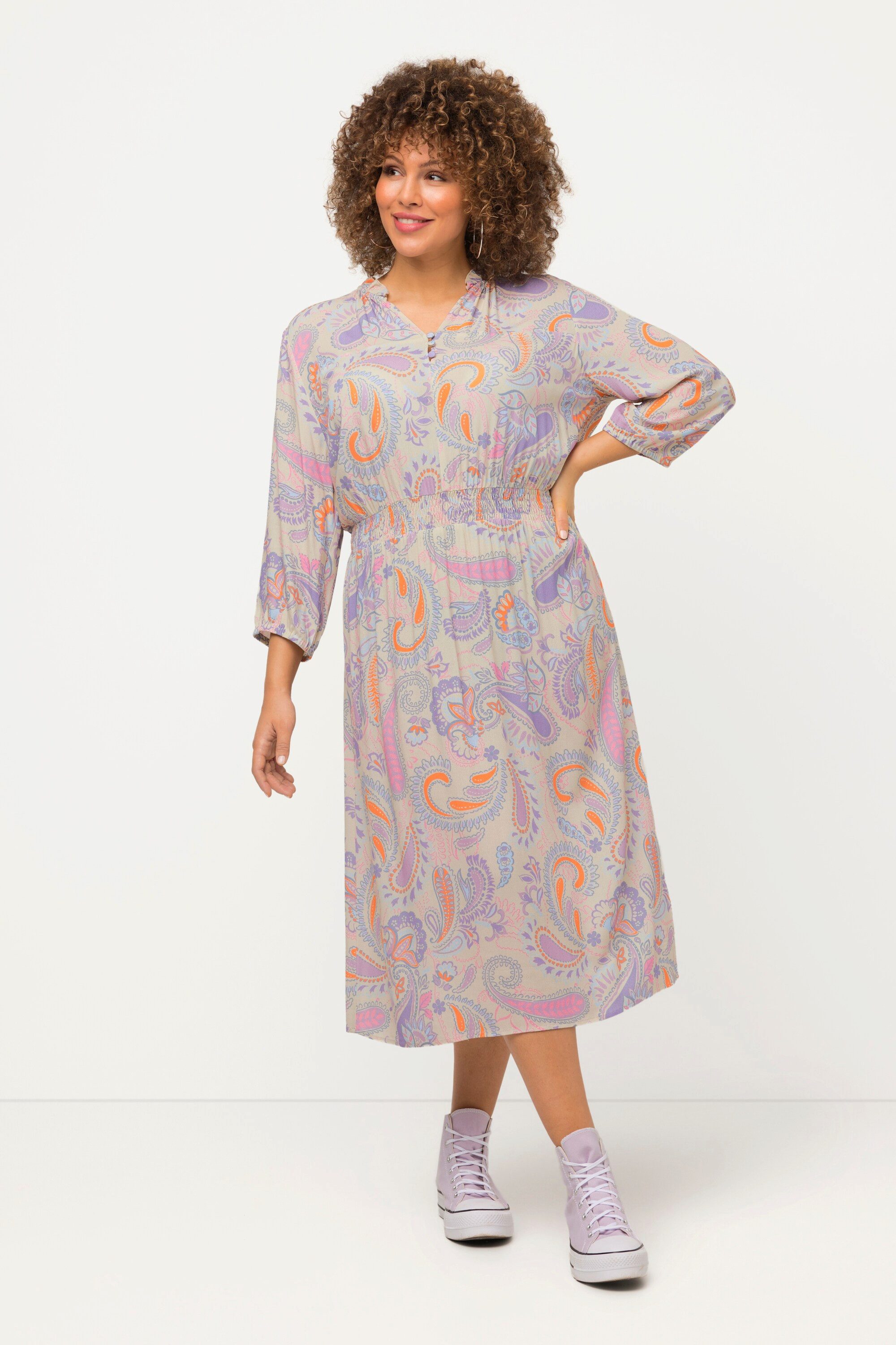 Ulla Popken Midikleid Kleid Paisley A-Linie günstig online kaufen