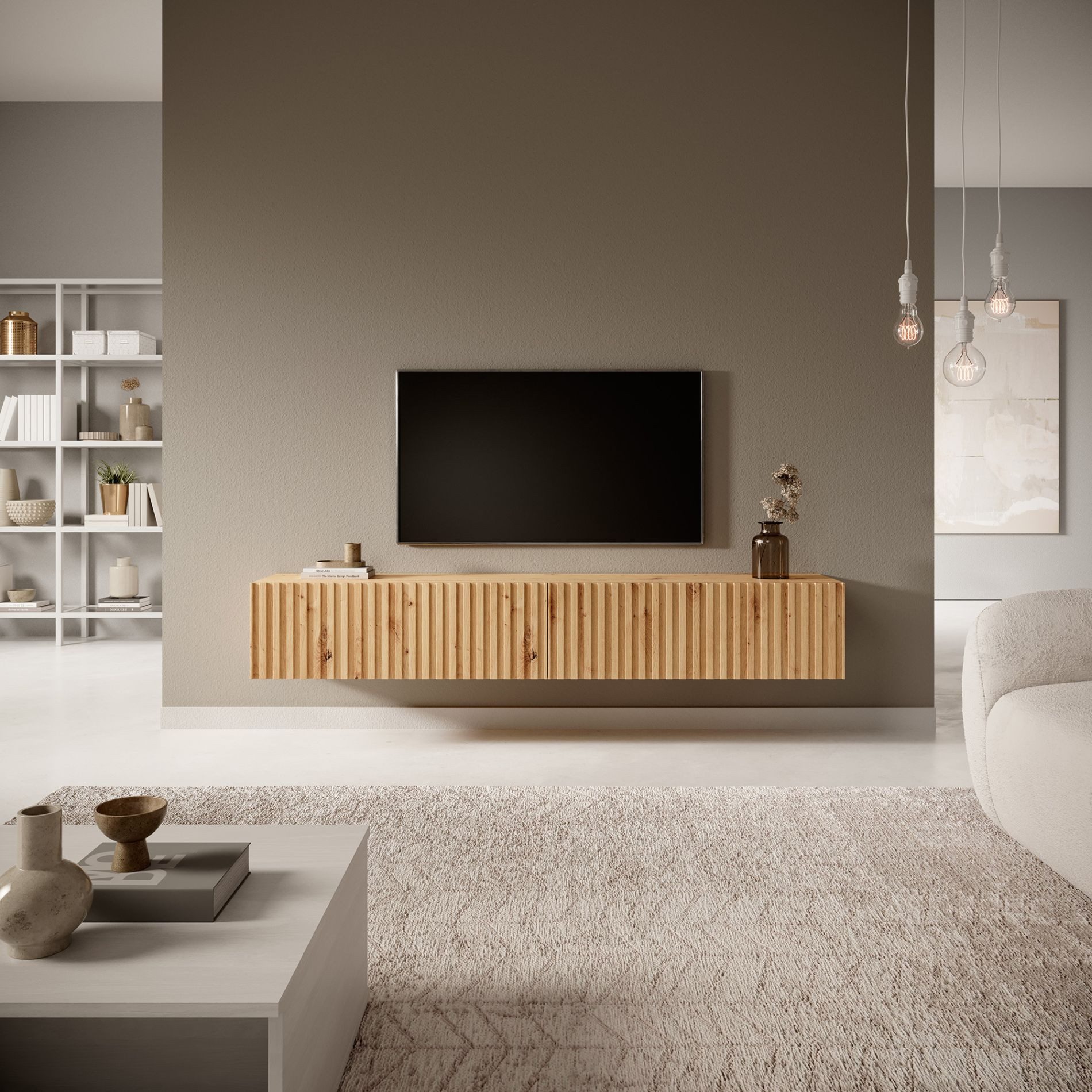 Selsey TV-Schrank TELIRE Hängend mit 2 grifflosen Lamellenfronten, 175 cm