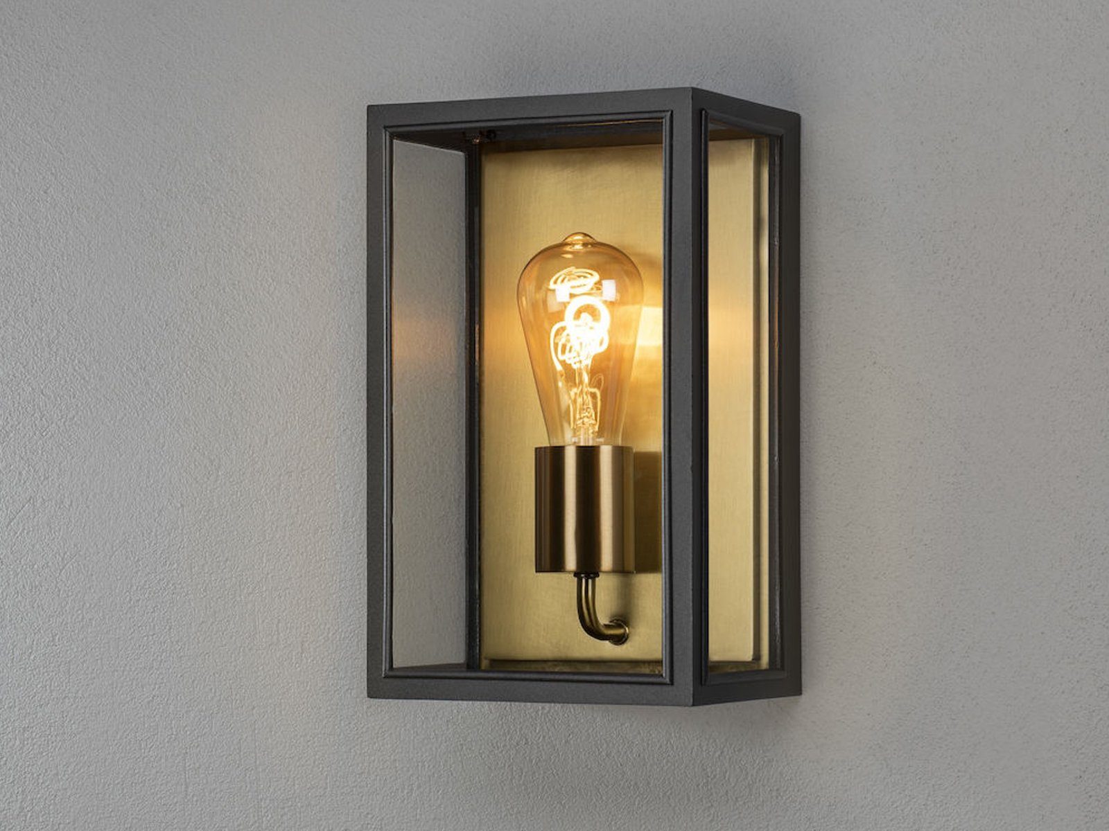 meineWunschleuchte LED Schwarz-Messing Schwarz LED warmweiß, 30cm Gold-en, Landhausstil wechselbar, Wand-laterne Außen-Wandleuchte, Fassadenbeleuchtung H: