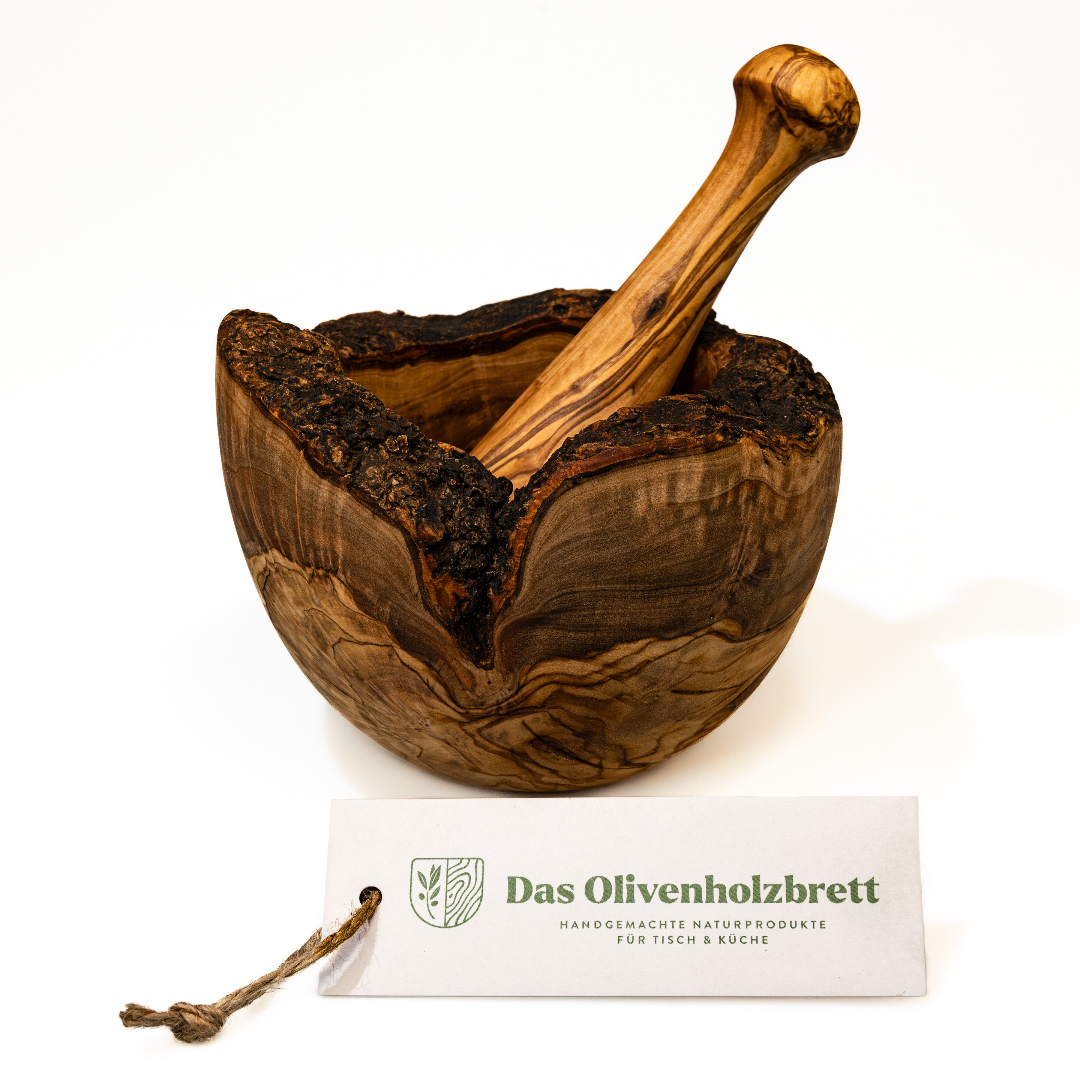 dasOlivenholzbrett Mörser Mörser und Stößel aus Olivenholz in Naturoptik