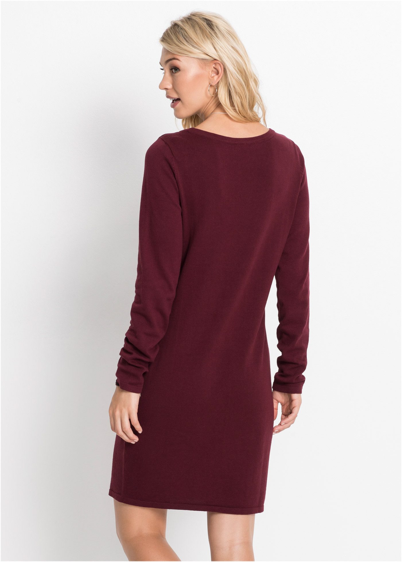 bonprix Strickkleid für den Alltag, aus Baumwolle und Polyamid, lockere Passform