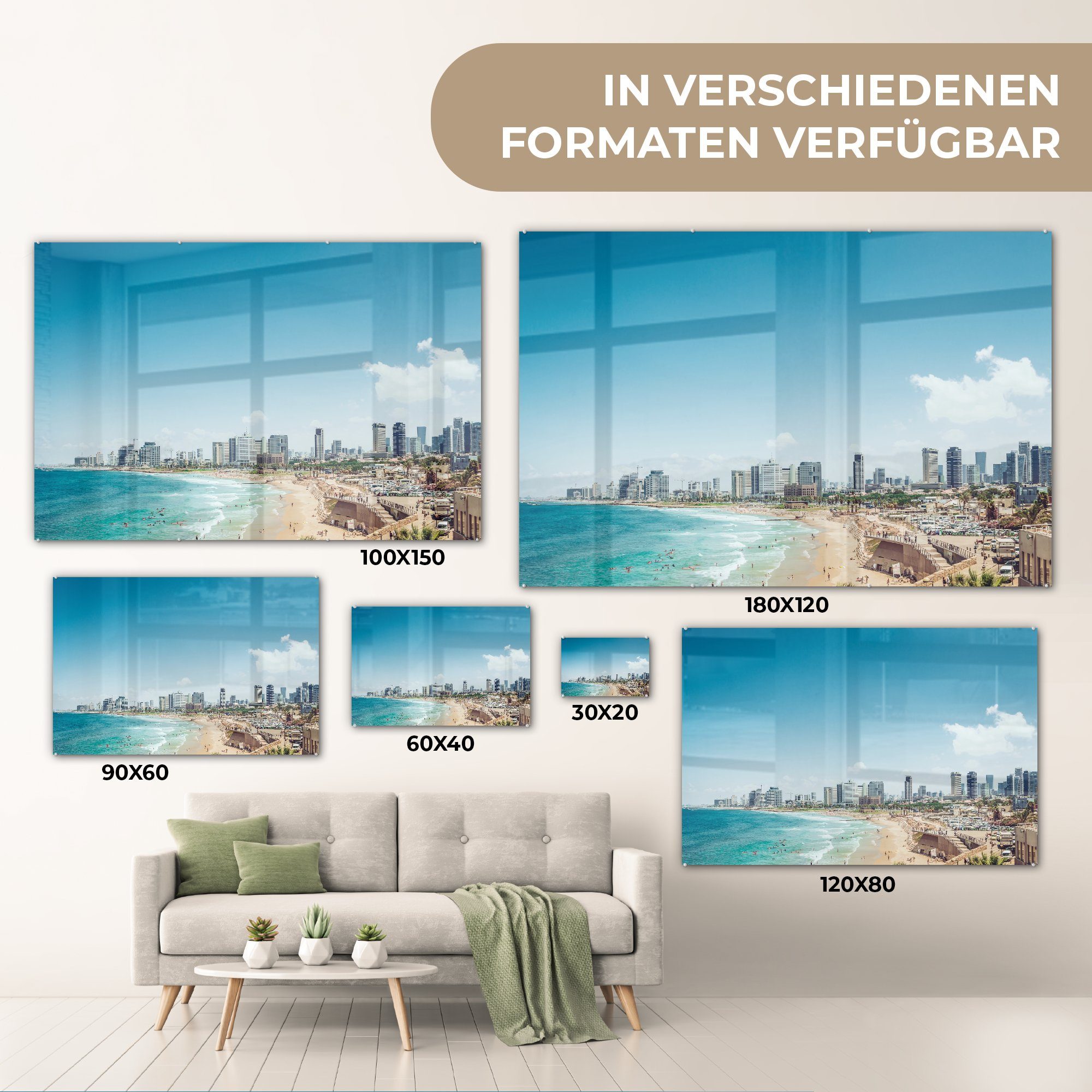 (1 in Acrylglasbilder St), Schlafzimmer Wohnzimmer Strand MuchoWow Acrylglasbild Israel, &