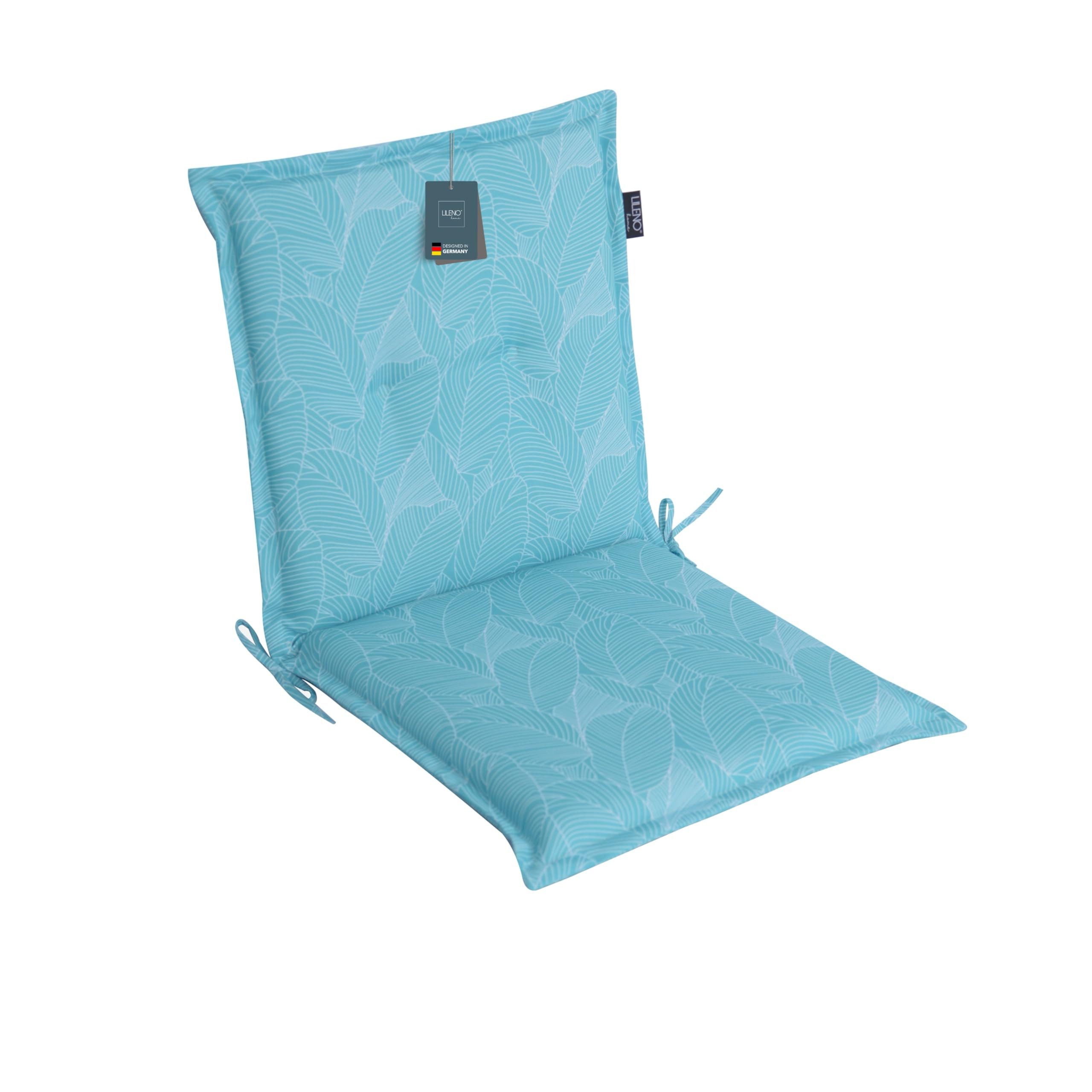 LILENO HOME Polsterauflage Niedriglehner, bequeme Sitzauflage für Gartenstühle, Stuhlkissen, (1 St., 1er Set), Gartenstuhl Auflage Blätter Aqua, Sitzpolster waschbar