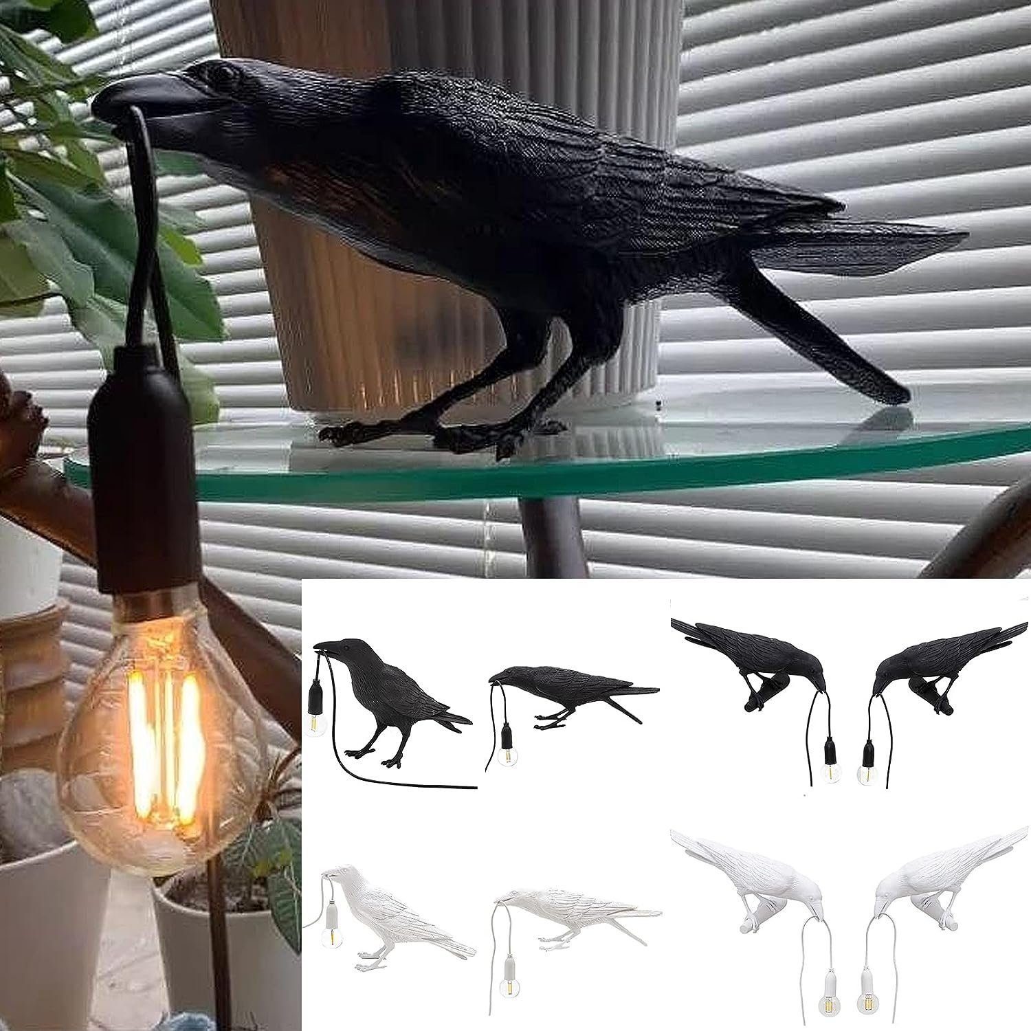 Vögel mit Schreibtisch Glühbirne Nachtlicht,Wandleuchte DOPWii Lampe,Harz Nachttischlampe