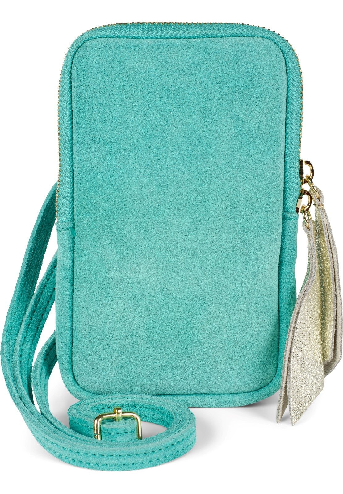 Mini Bag Echtleder Handy Umhängetasche Veloursleder