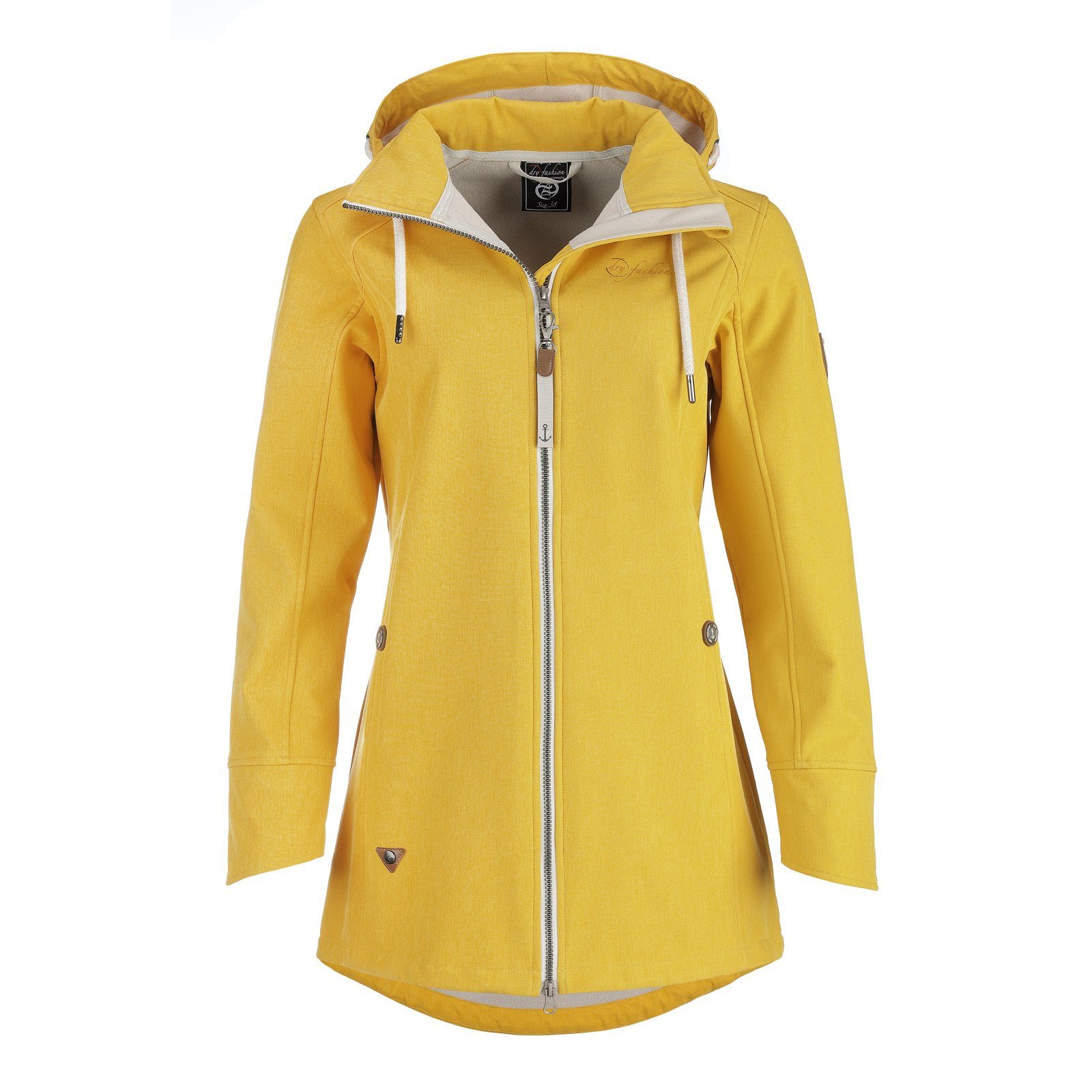 Dry Fashion Softshelljacke Damen Softshell Mantel Sellin Meliert mit Fleece-Futter und Kapuze