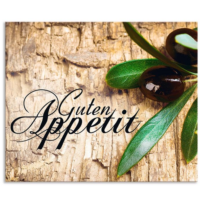 Artland Küchenrückwand Oliven Guten Appetit (1-tlg) Alu Spritzschutz mit Klebeband einfache Montage