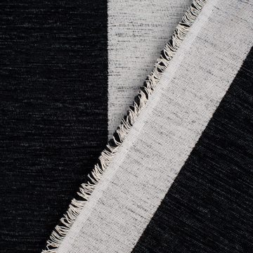 Stoff Dekostoff Jacquard Chenille Deluxe Streifen 9cm schwarz weiß 1,4m