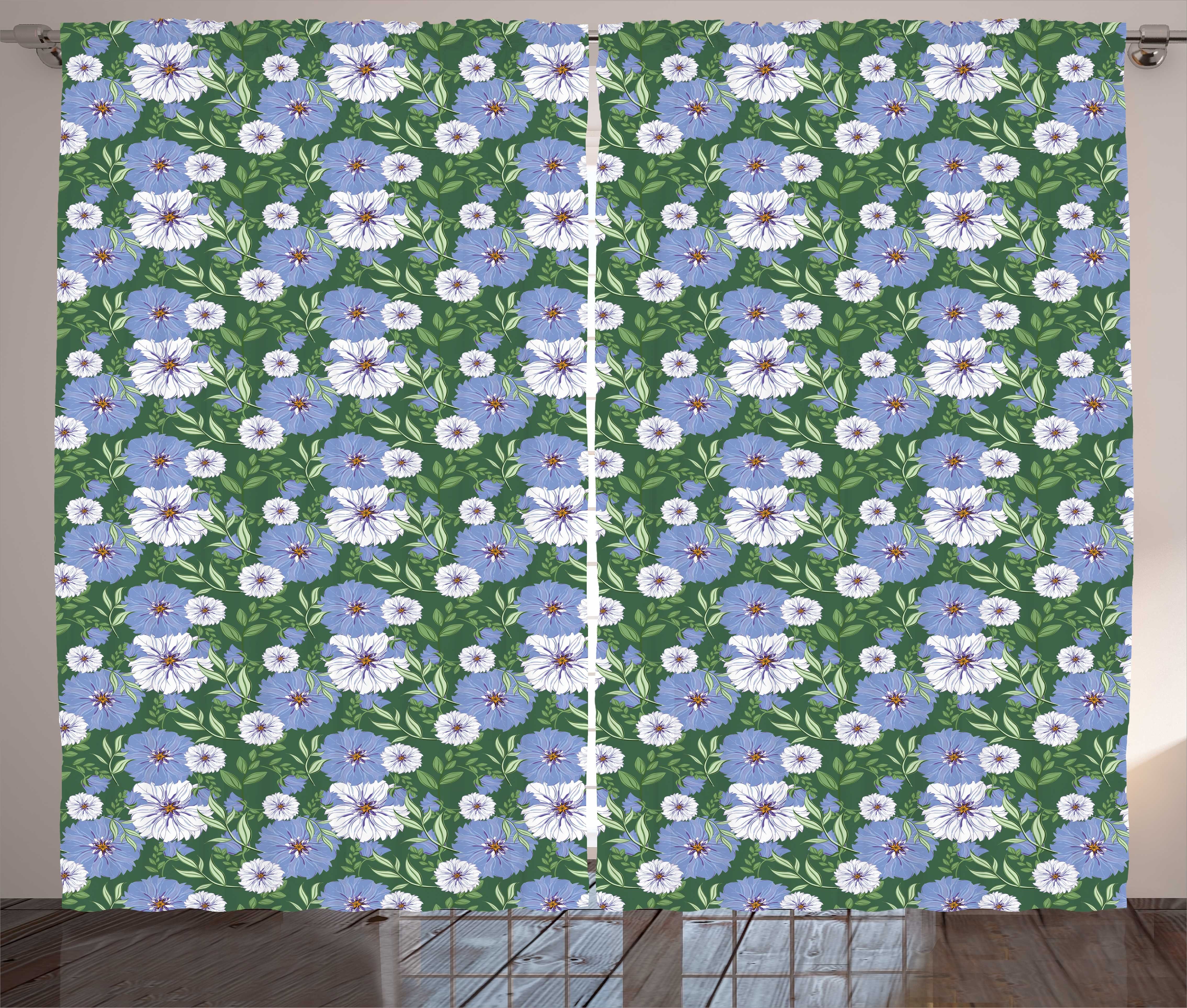 Gardine Schlafzimmer Kräuselband Vorhang mit Schlaufen und Haken, Abakuhaus, Blumen Farbige Wiesenblumen