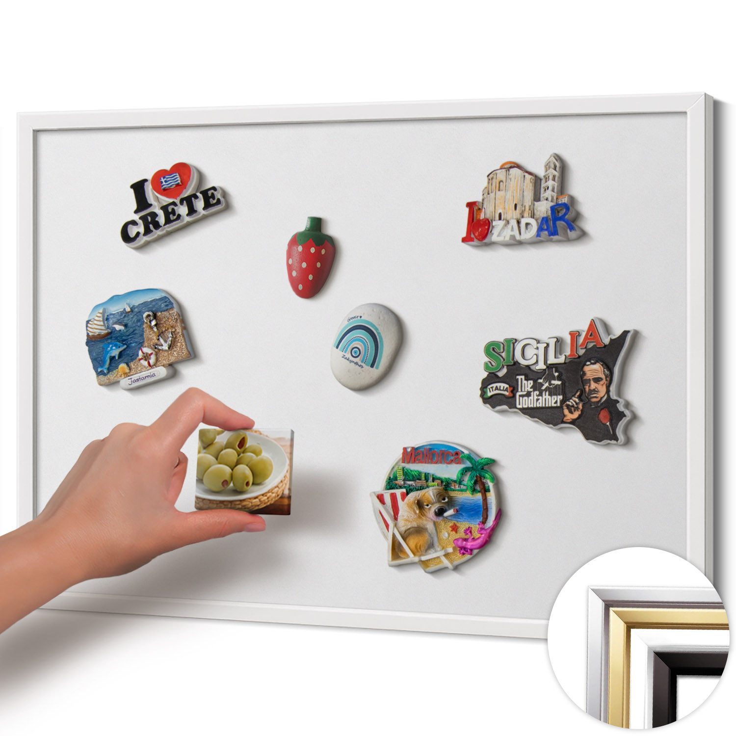 Tulup Magnettafel mit weißem Rahmen, Magnettafel mit Farbvariationen, Wandtafel, Magnetisches Memoboard Dekorative für Erinnerungen