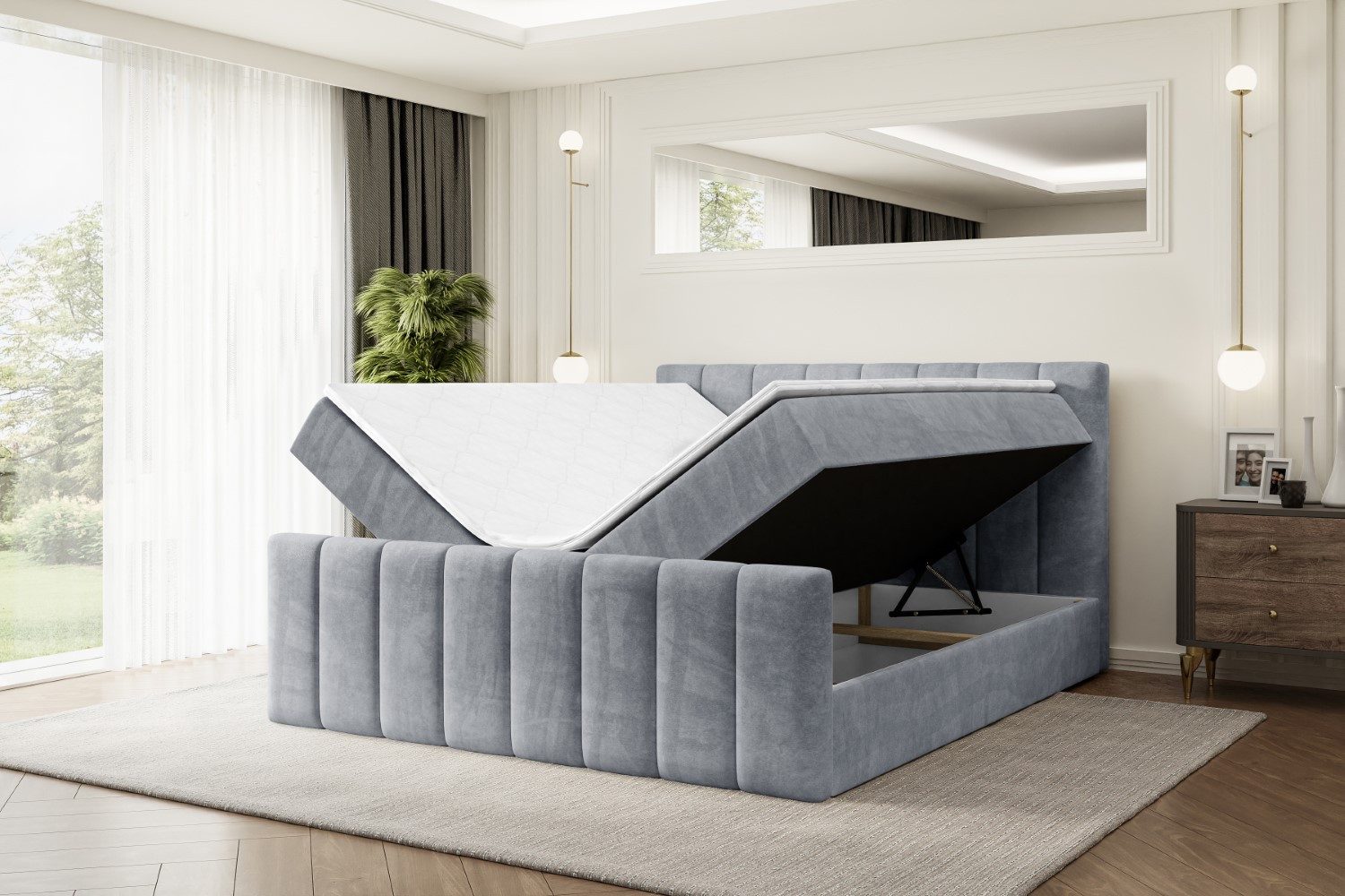 ALTDECOR Boxbett OTTA-Z (Multipocket-Matratze H4, H3 Matratze Bonellfederung, Topper, Kopfteil), Doppelbett mit Fußteil