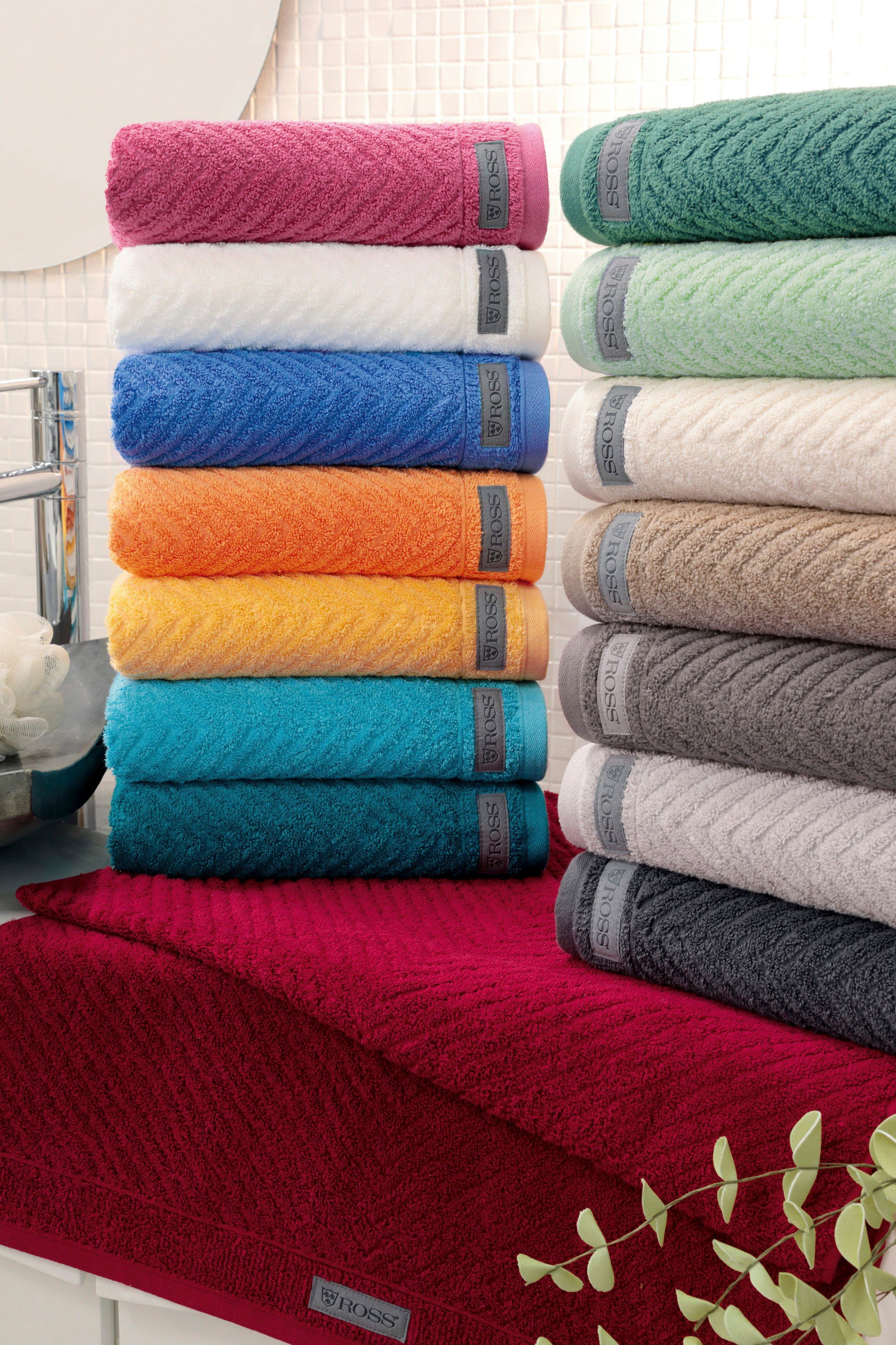 ROSS Handtuch Smart, Frottier (2-St), Uni-Rippe günstig online kaufen