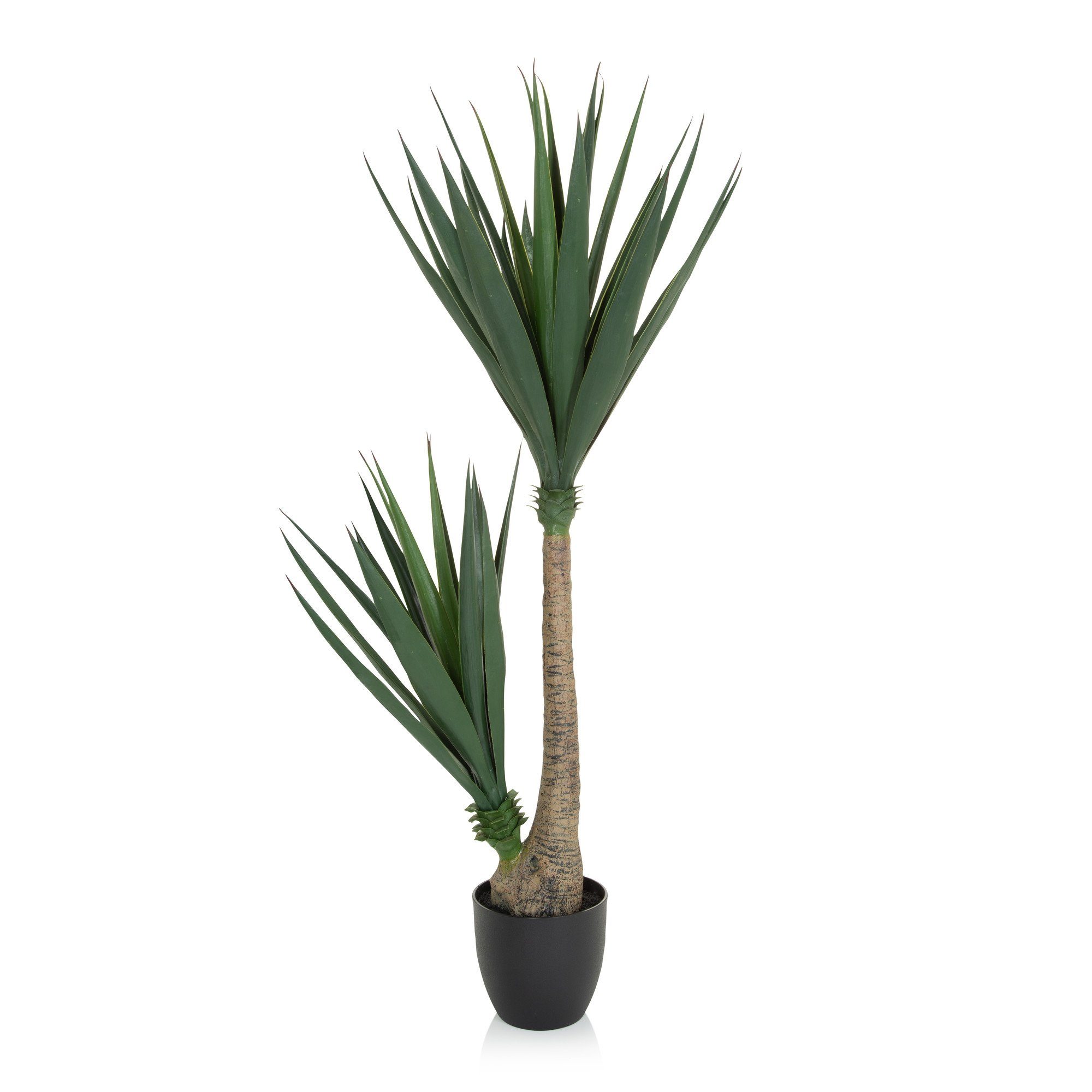 Kunstpflanze Kunstpflanze YUCCA Kunststoff Pflanze Palme, Höhe im 135.0 cm, hjh OFFICE, Kunststoff-Topf