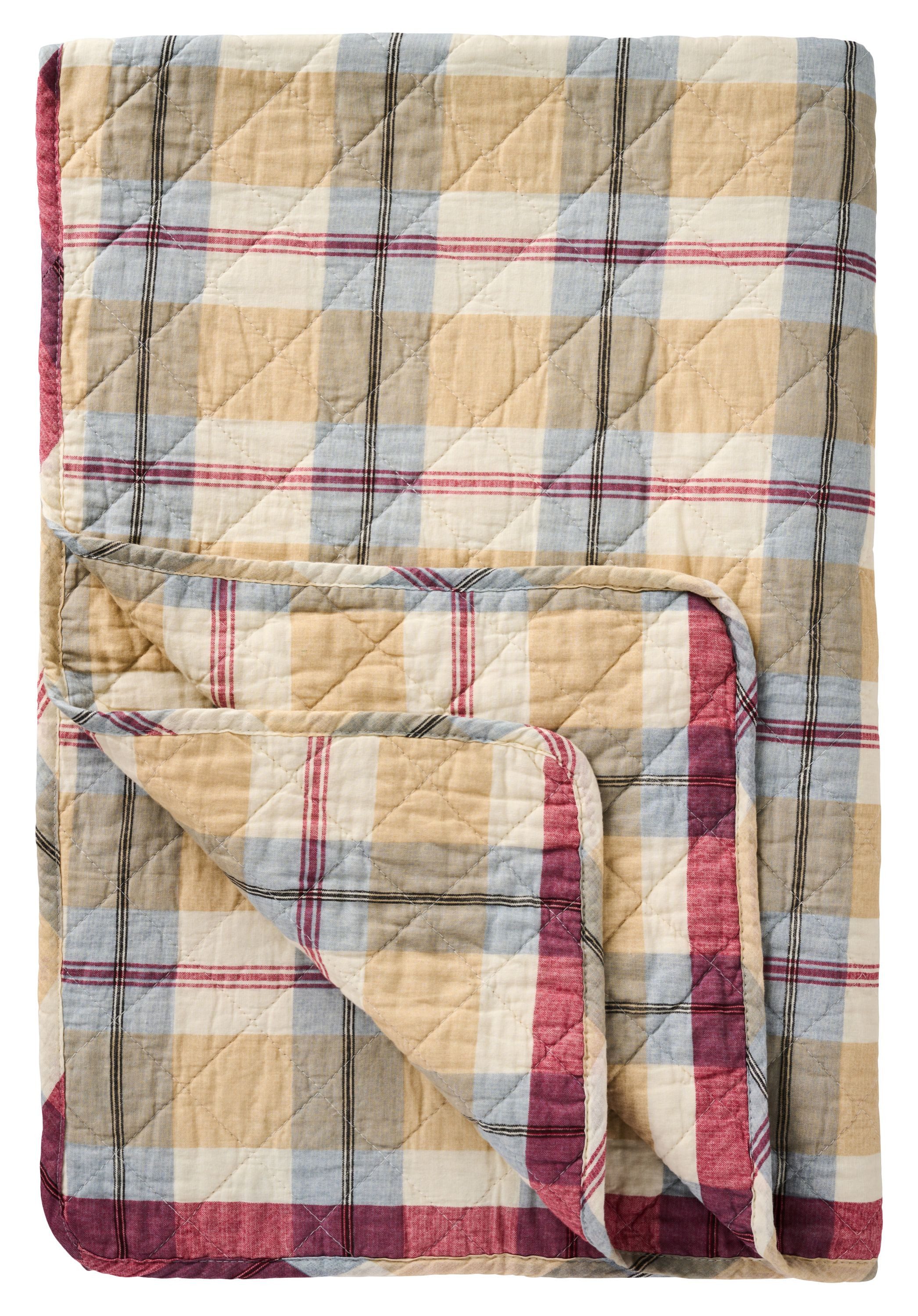 Ib Laursen Tagesdecke Ib Laursen - Decke Quilt Tagesdecke 180x130cm Karomuster Rot Blau