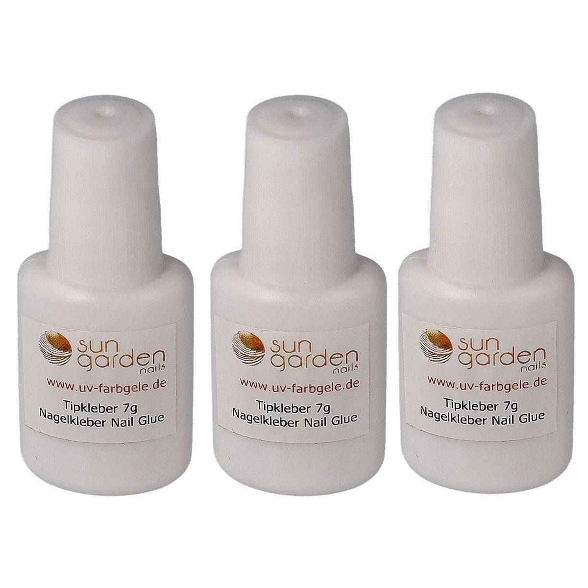 Nageldesign Zubehör 3x 7g Tipkleber in Pinselflasche, Nagelkleber mit Pinselflasche