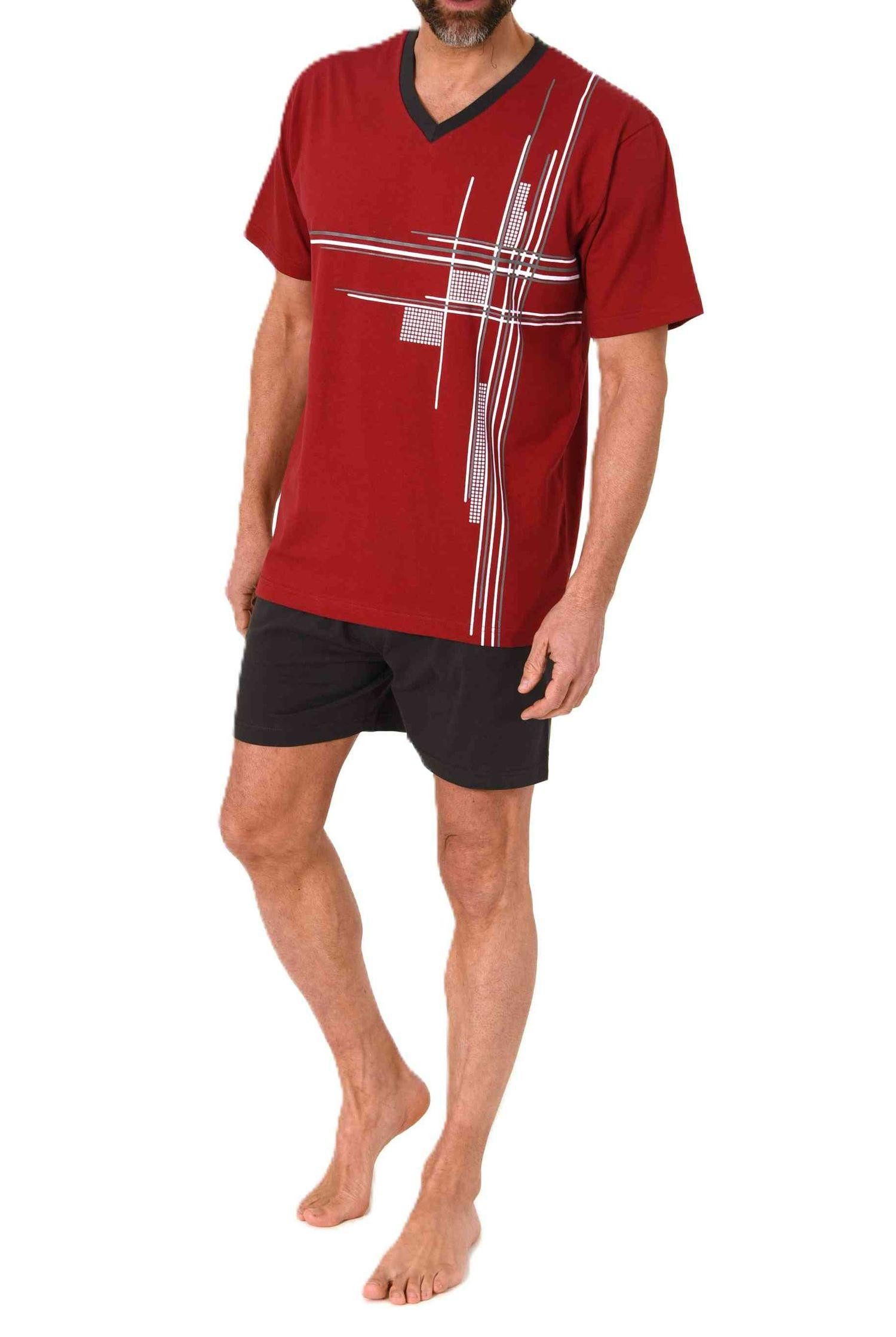 Normann Pyjama Normann Herren Schlafanzug kurzarm Shorty mit stilvollen Frontprint