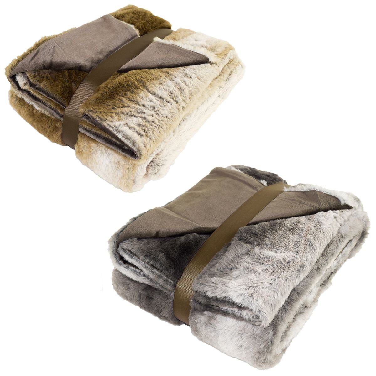 Wohndecke Couchdecke Fellimitat 150x200cm weiche Wohndecke in Braun & Grau, günstig online kaufen