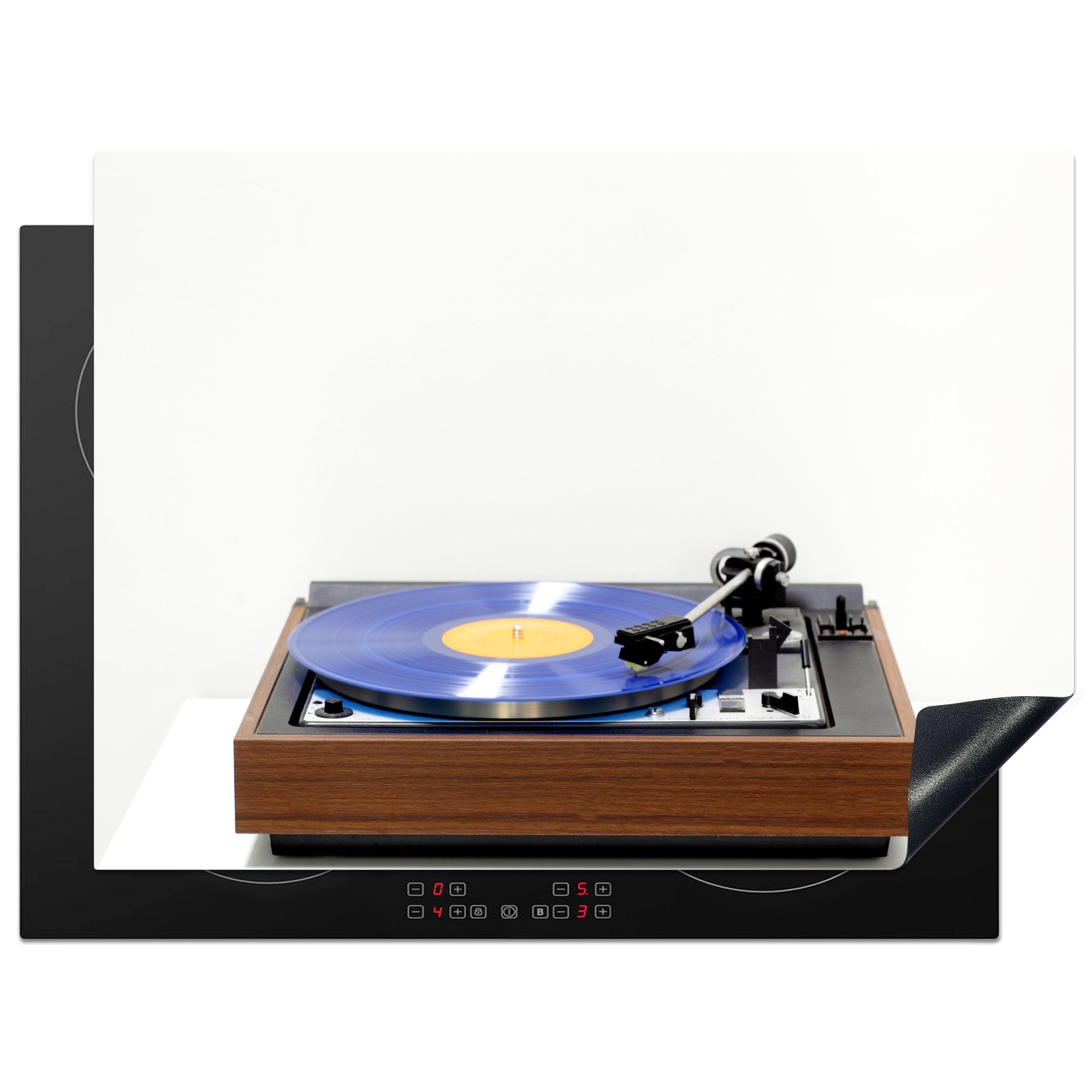 MuchoWow Herdblende-/Abdeckplatte Plattenspieler aus den Sechzigern, Vinyl, (1 tlg), 70x52 cm, Mobile Arbeitsfläche nutzbar, Ceranfeldabdeckung