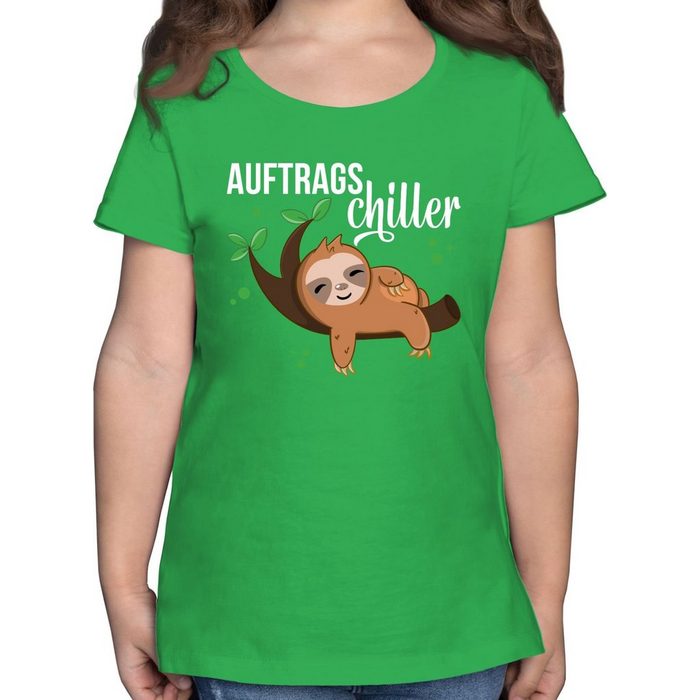 Shirtracer T-Shirt Auftragschiller mit Faultier weiß - Tiermotiv Animal Print - Mädchen Kinder T-Shirt mädchen shirt mit faultier - auftragschiller tshirt