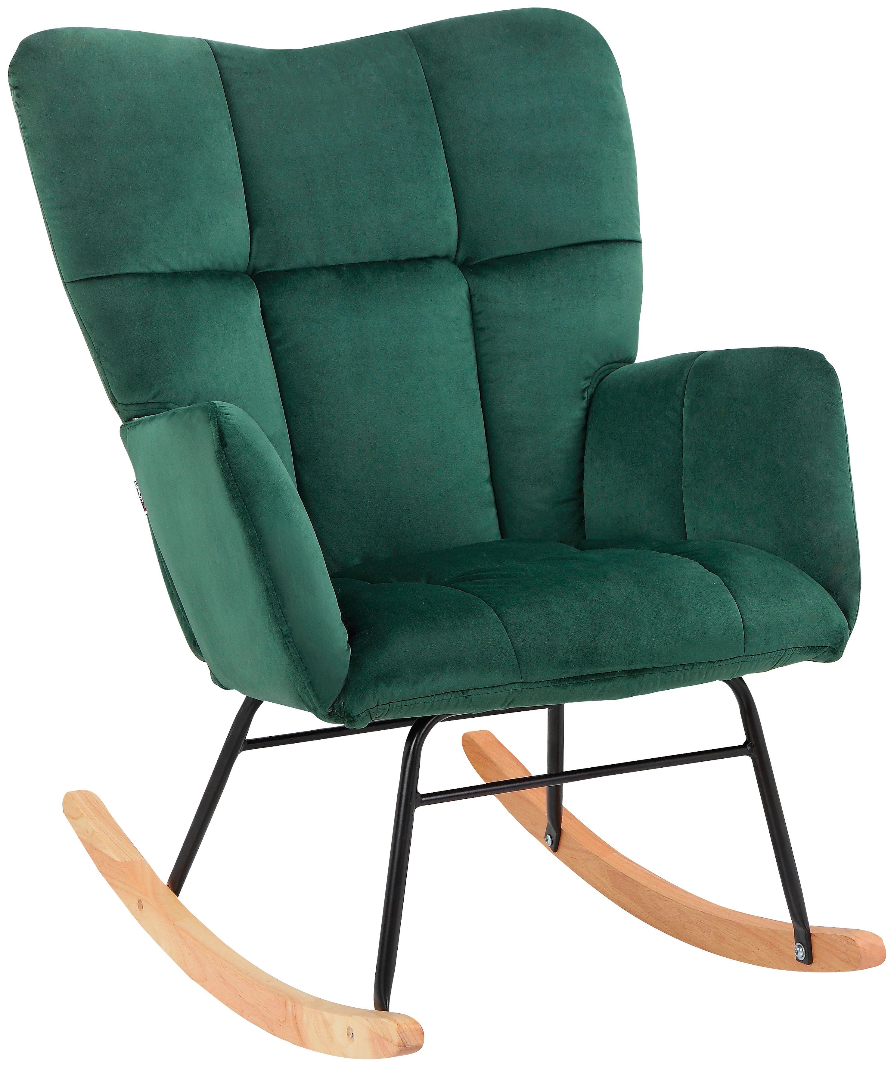 Home affaire Schaukelsessel Anika, Ohrensessel Wohnzimmer mit Funktion, (1-St), Sitz und Rücken gepolstert, Beine aus Metall und Holz, Sitzhöhe 48 cm