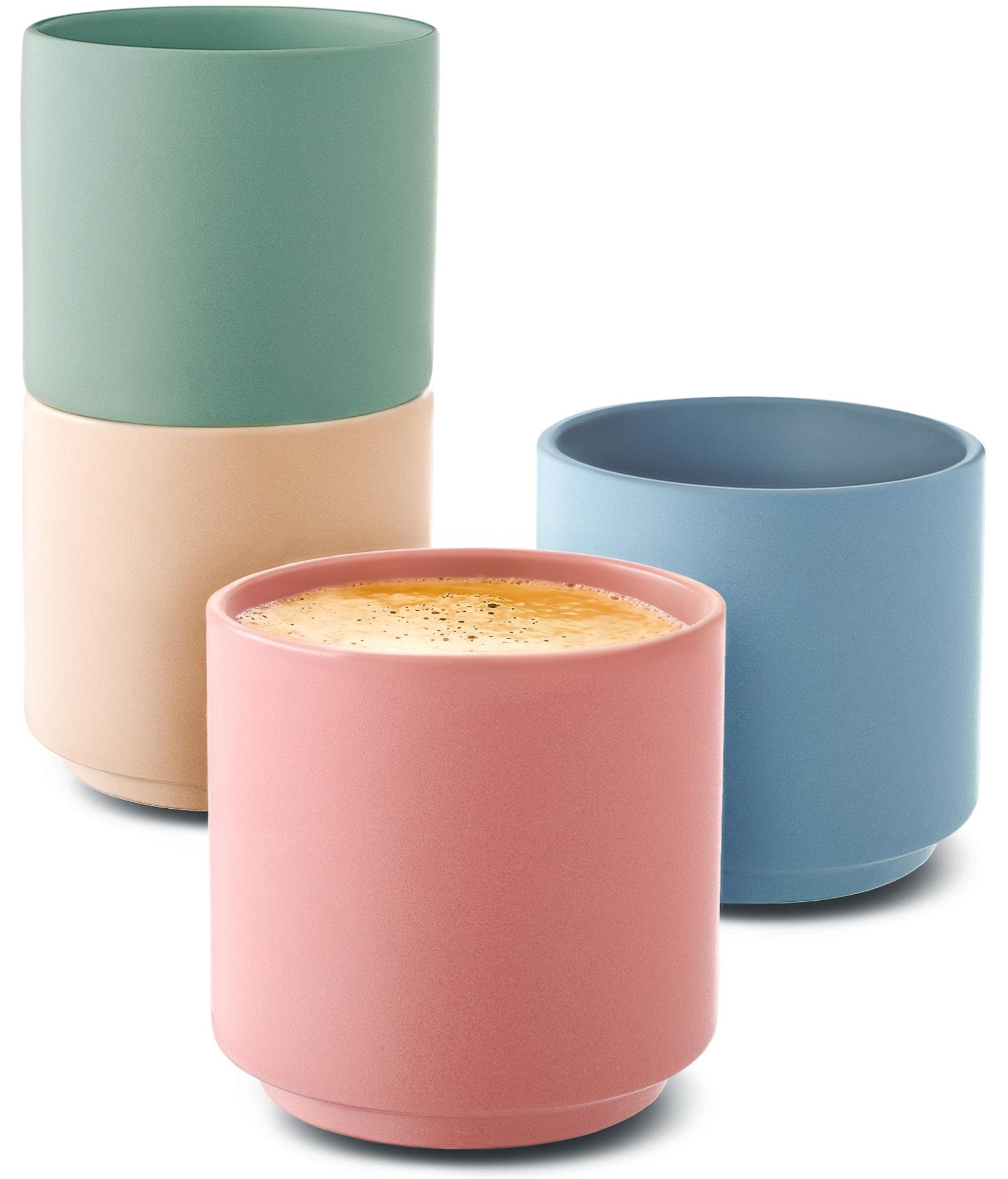 Cosumy Espressotasse aus Pastellfarben 80 Moderne Minimalistisch Design Set Matte Keramik - - Dickwandig Stapelbares & - - Kaffeegenuss, Hitzebeständig 4er Keramik, ml